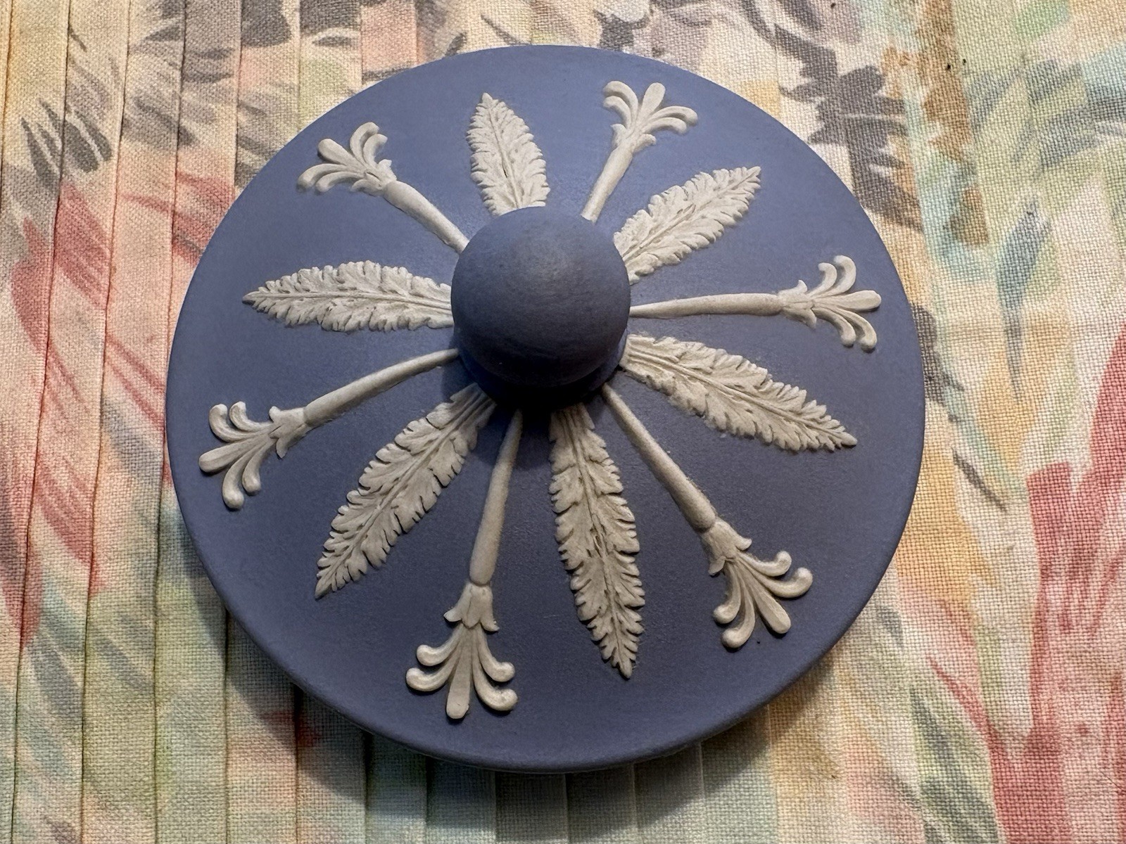 Wedgwood Blue Jasperware Covered Sugar Bowl Neoclassical Relief EUC Vintage Lid