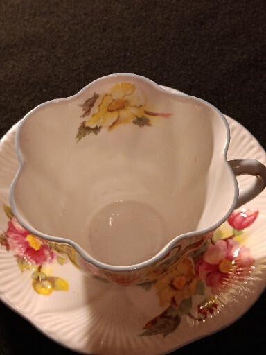 Cup and Saucer SHELLEY, ENGLAND: BEGONIA BONE CHINA 2 piece cup and saucer set