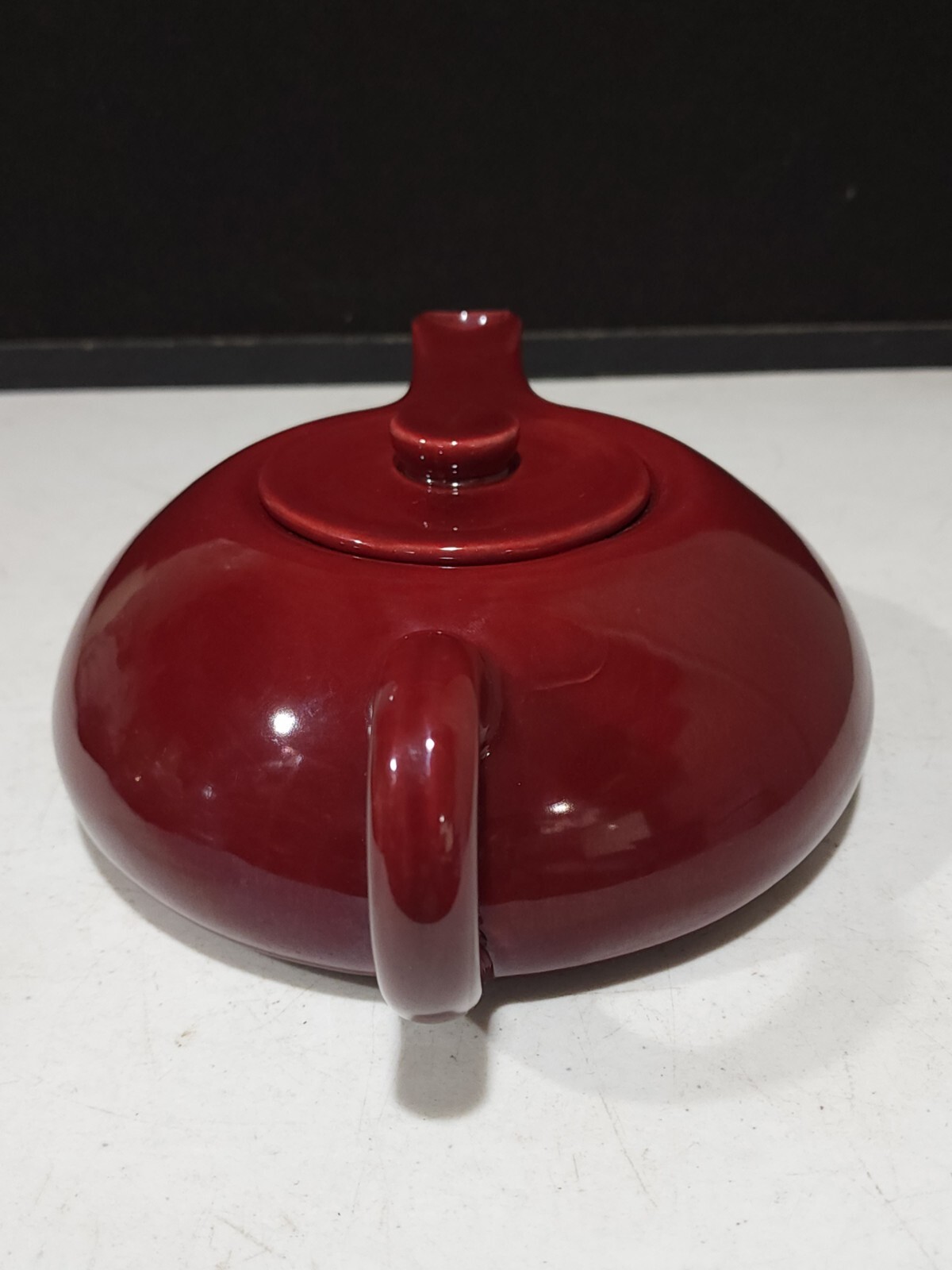 RARE HOLLYDALE CALIFORNIA MALIBU MODERN MAROON RED TEAPOT MCM 1948