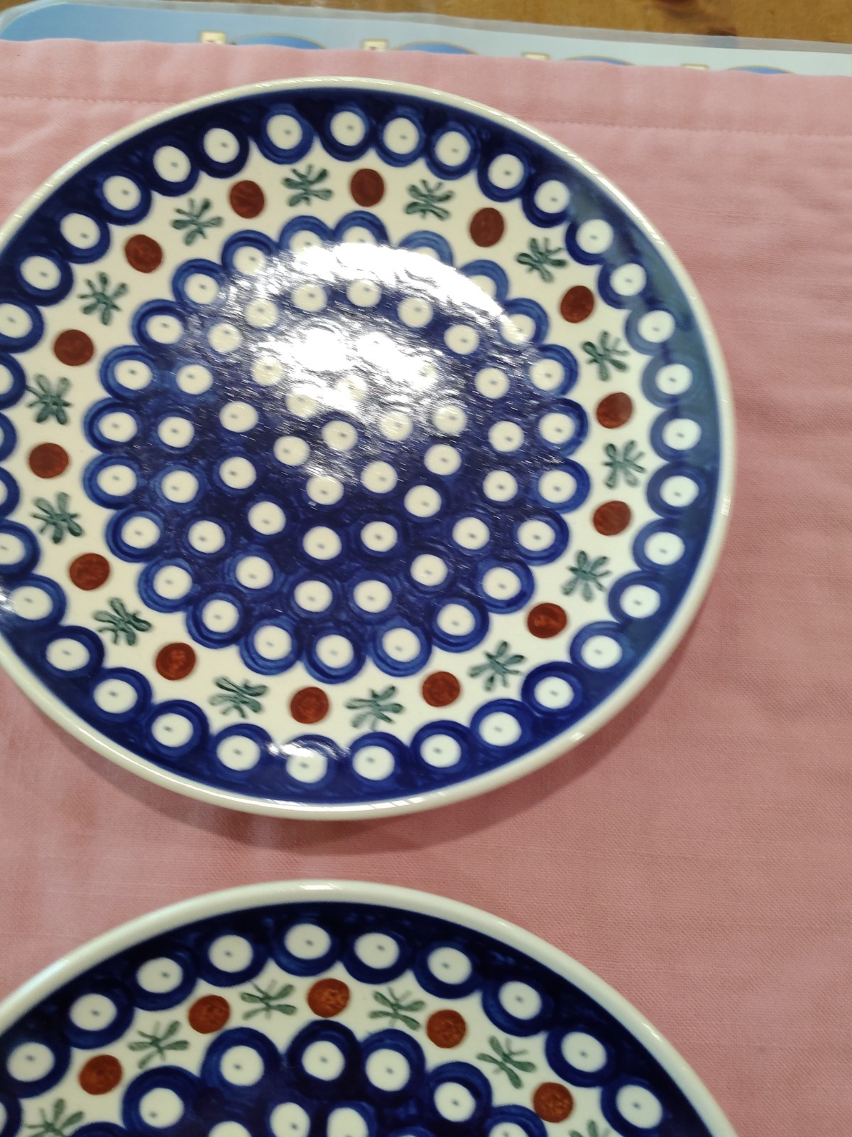 Manufatura Boleslawiec Polish Pottery Plate 7.25″ D Blue Red Green Salad/Dessert