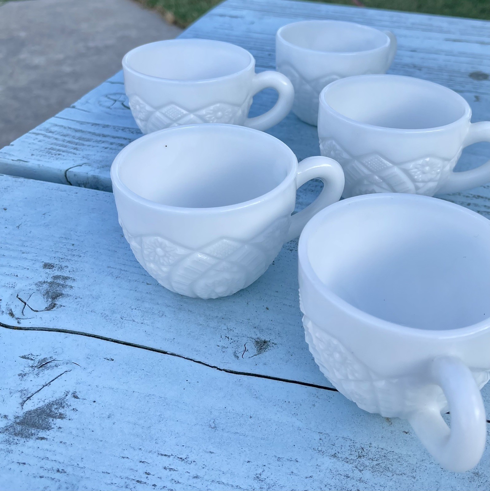 Milk Glass Pedestal Punch Bowl Set with 12 Cups Vintage McKee Concord
