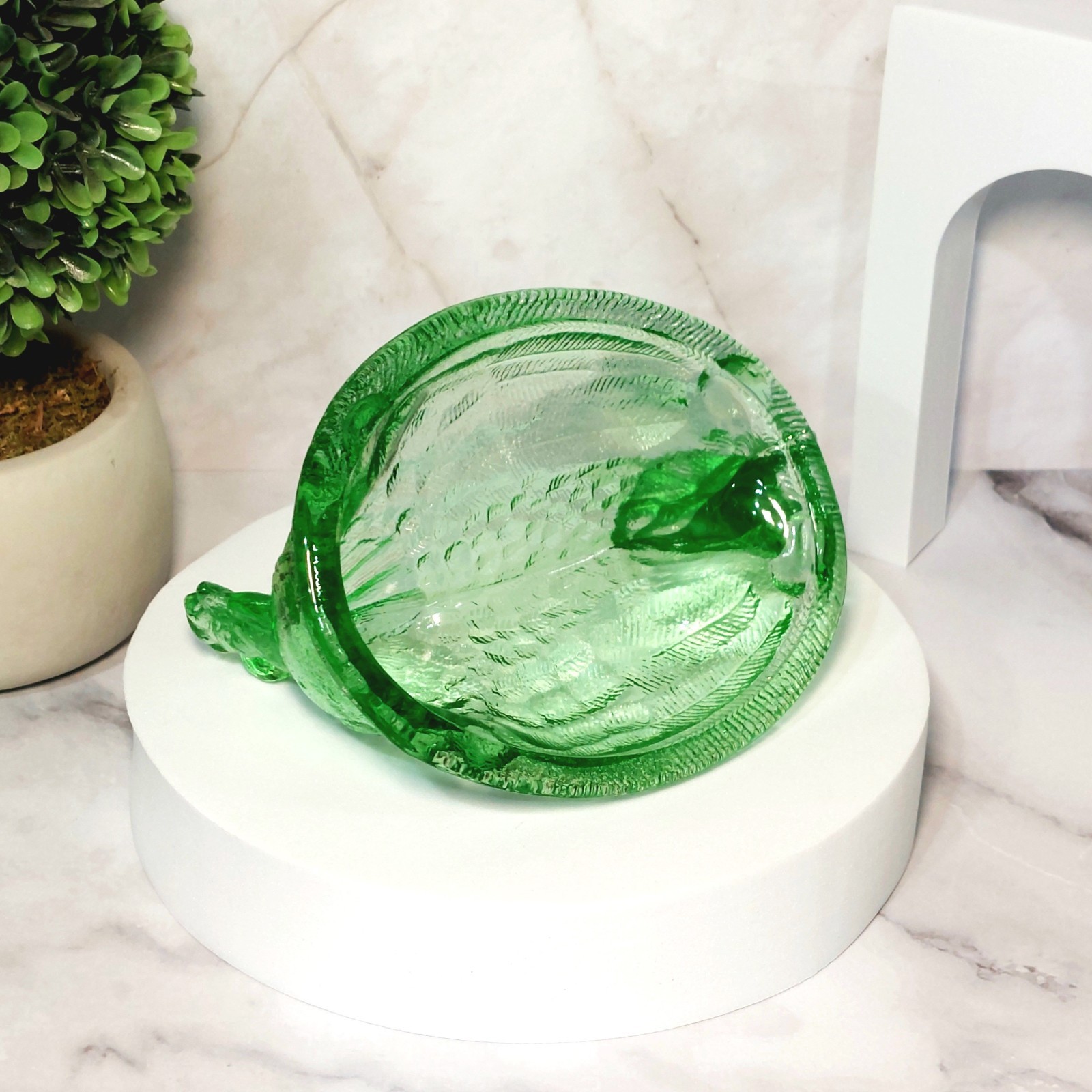 Hen on Nest Chicken Green Depression Style Glass Candy Dish, Vintage Style Decor
