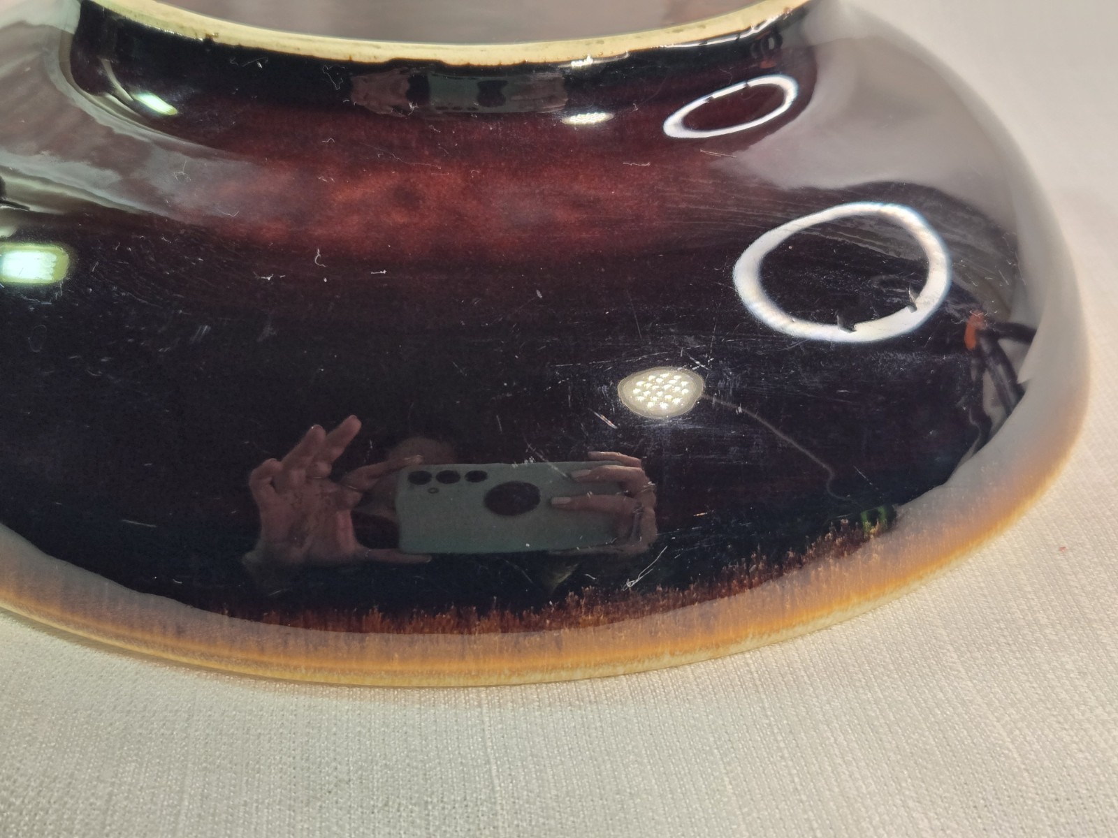 Vintage Gourmet Brown Drip Bowl Serving Dish Pottery Round 9″