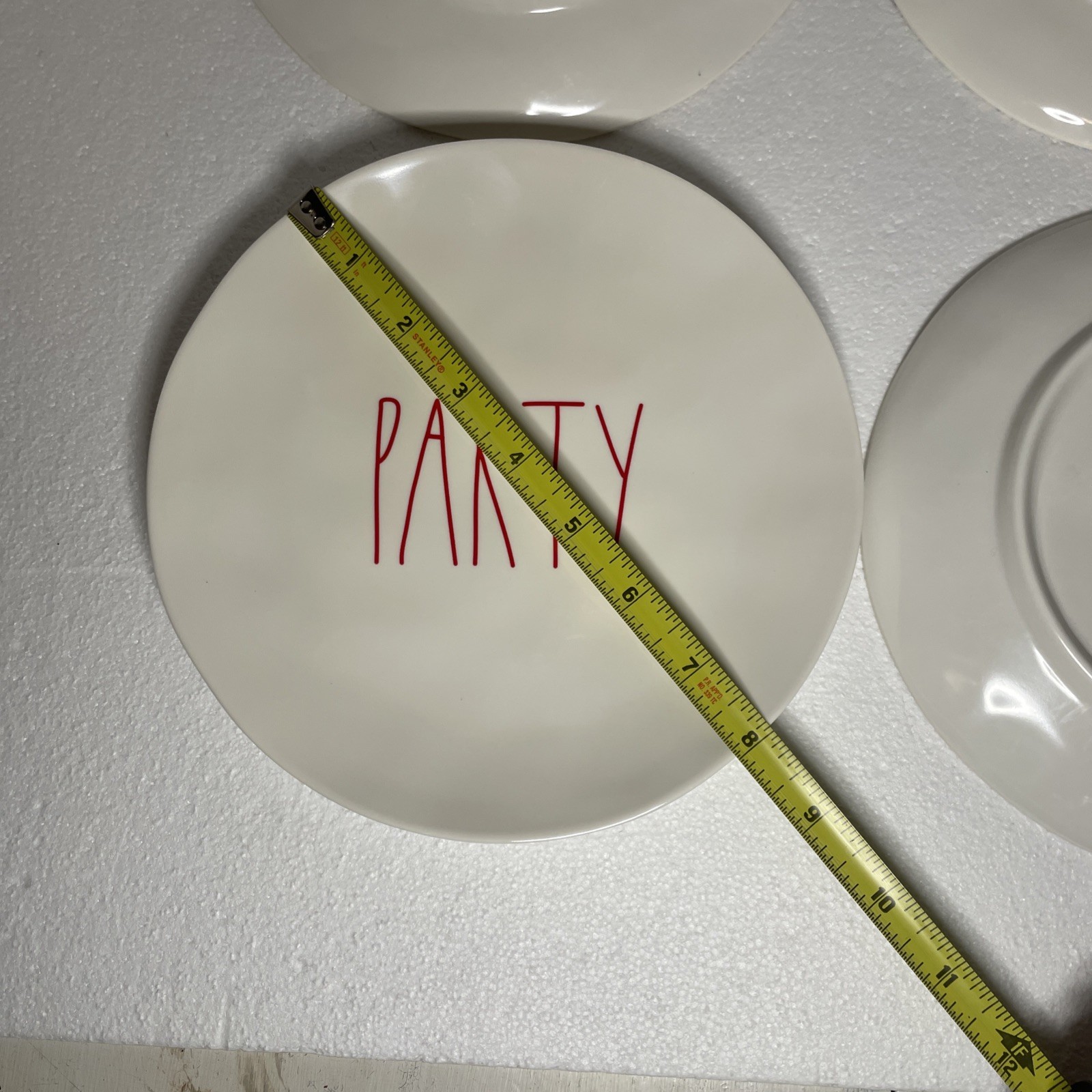 Rae Dunn Plate Set PLAY PARTY Red Letters Melamine Set Of 4