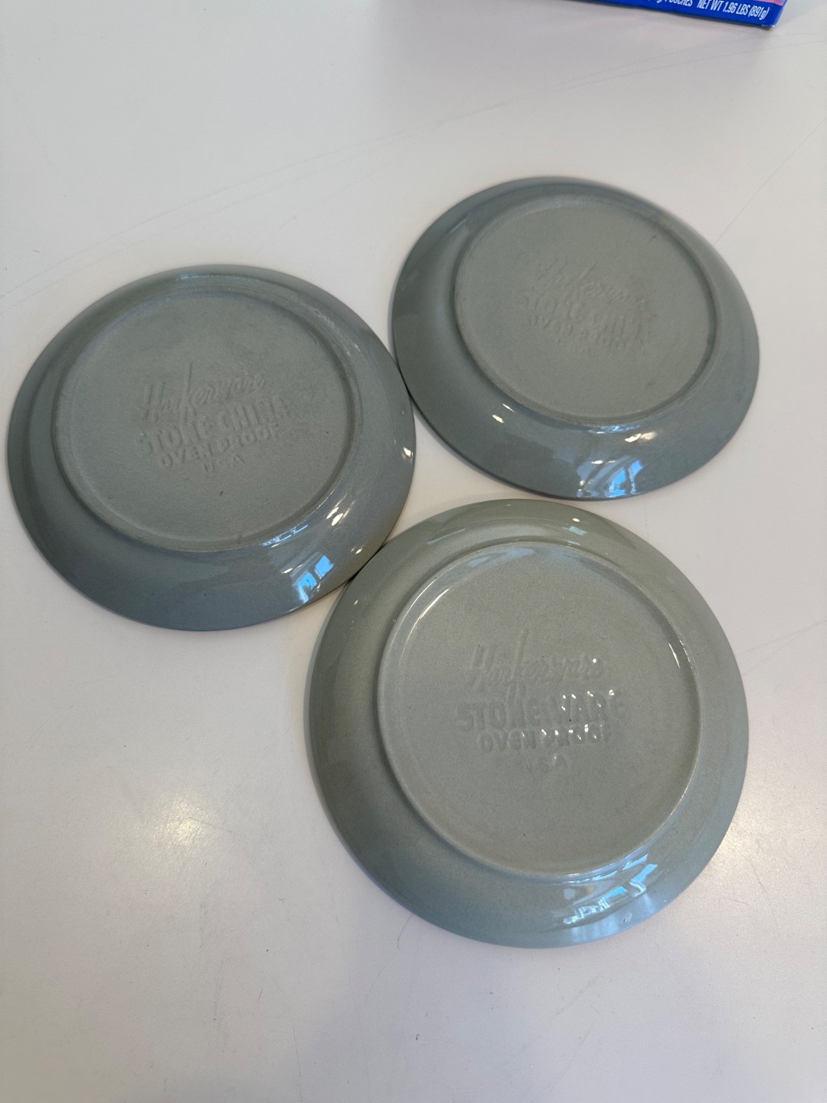LOT of 3 Vintage Harkerware Stone Small 6” Plates Speckled Gray Trim