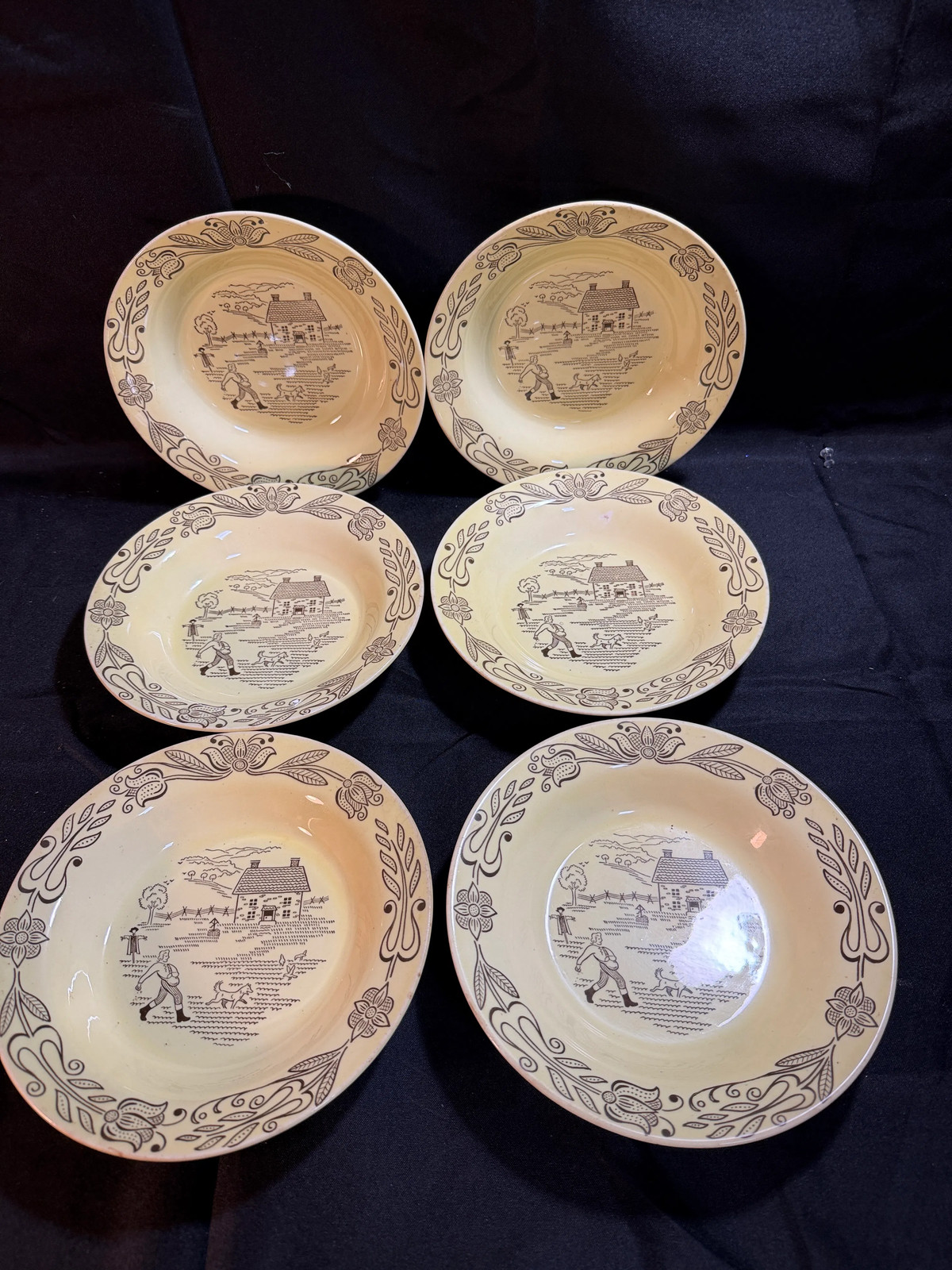 Bucks County by Royal Sebring Ohio Set 6 Soup Bowls 8.5″