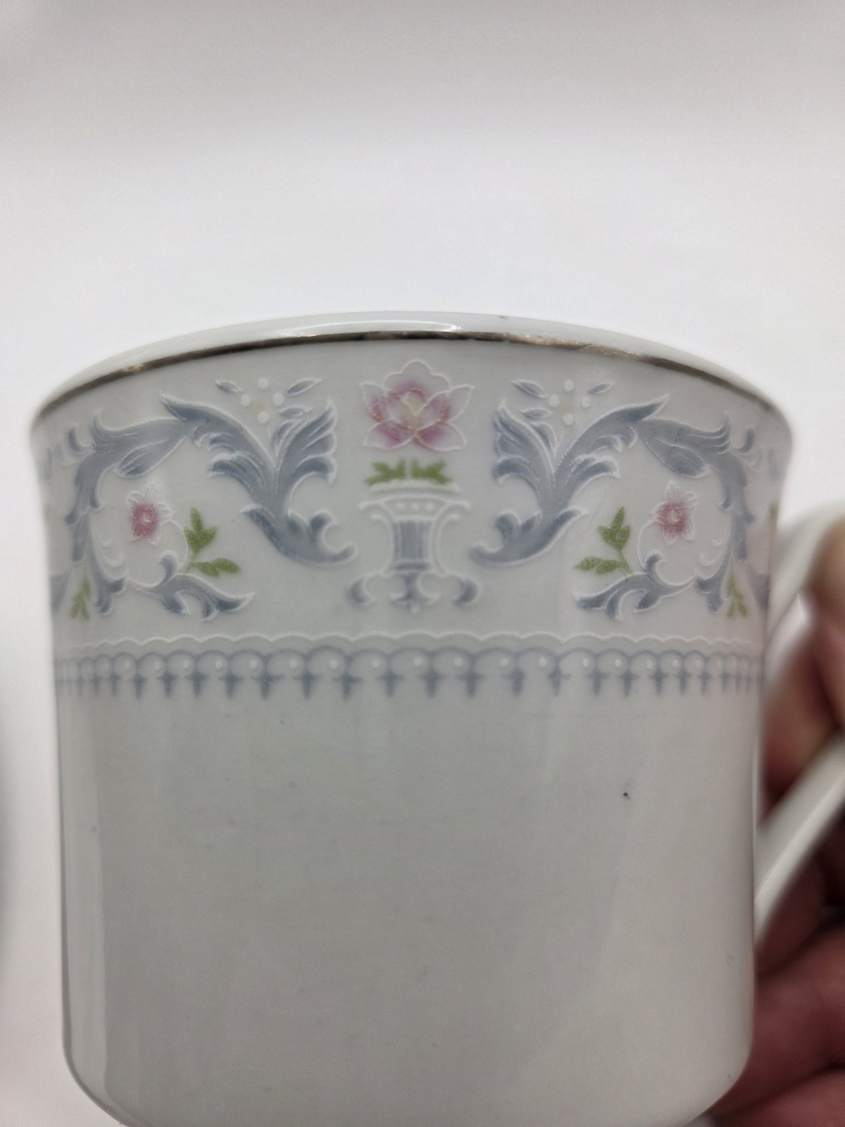 FTD Fine China Porcelain Cup and Saucer Pink Blue
