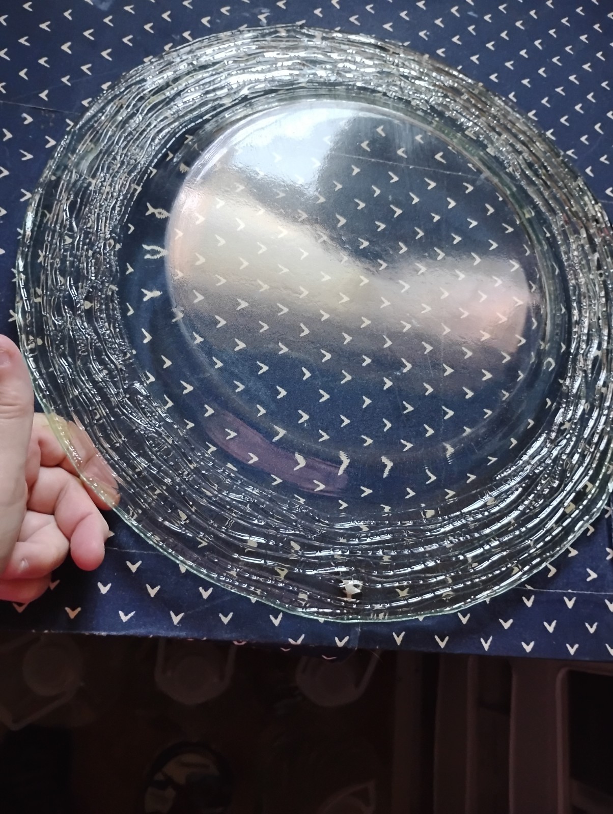 (7) Charger Plates Glass Silver Ruffle Bark Unbranded 12.5 Condition Varies