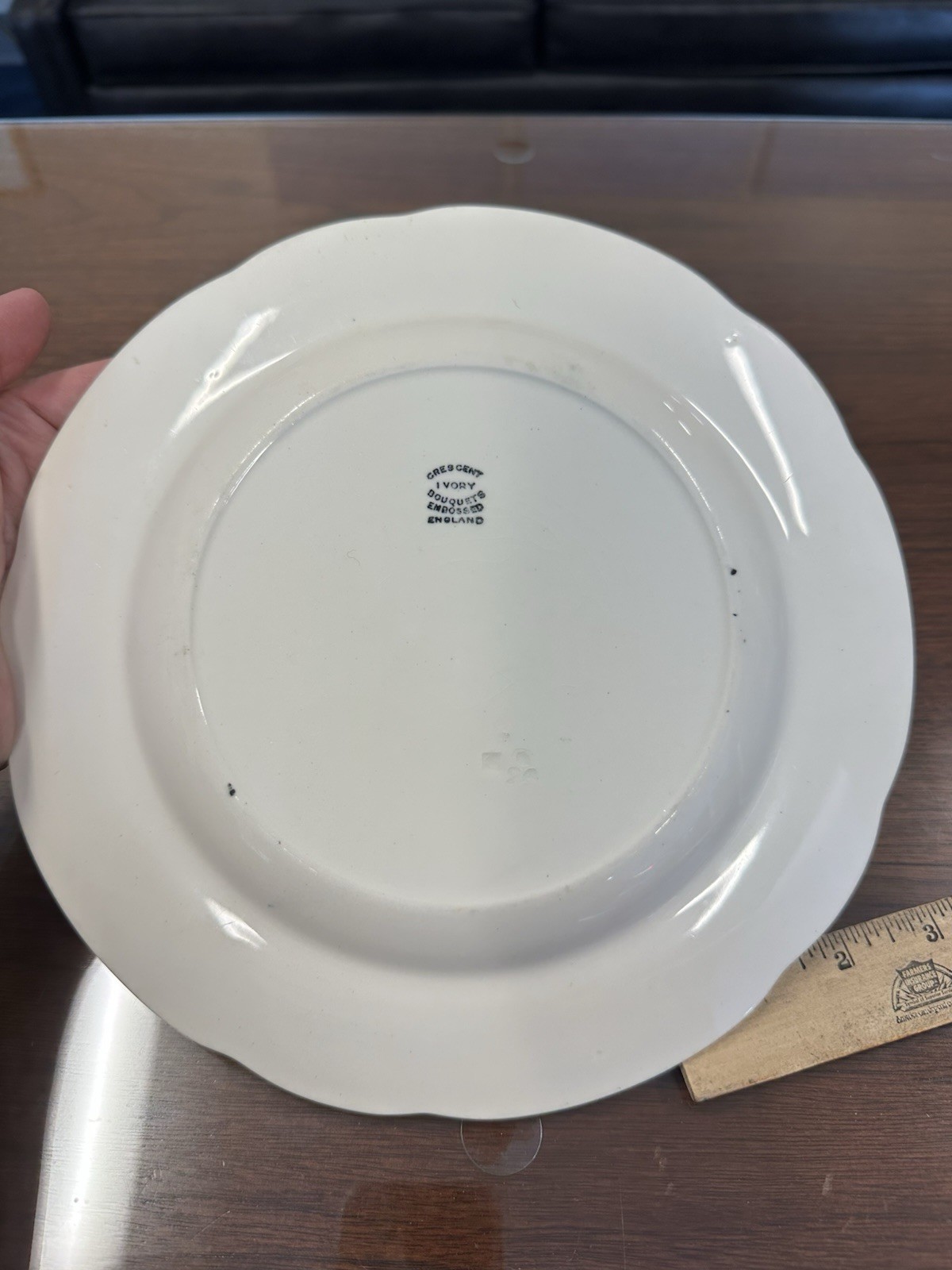 Antique George Jones & Sons Crescent Ivory Plate Black And White 9” Across