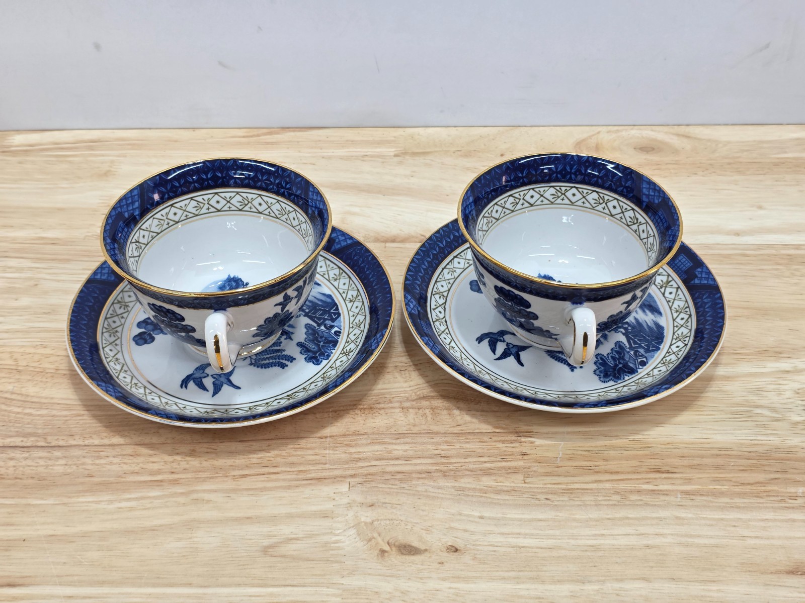 Blue Willow Ware 188 Ironstone Ware Craftsman China Tea Cup & Saucer Lot of 2