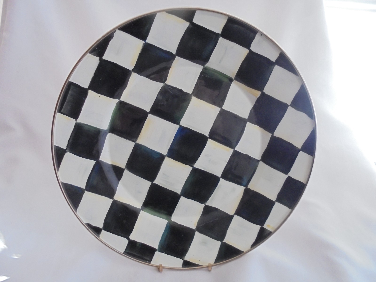 MacKenzie Childs Black And White Courtly Check Dinner Plate