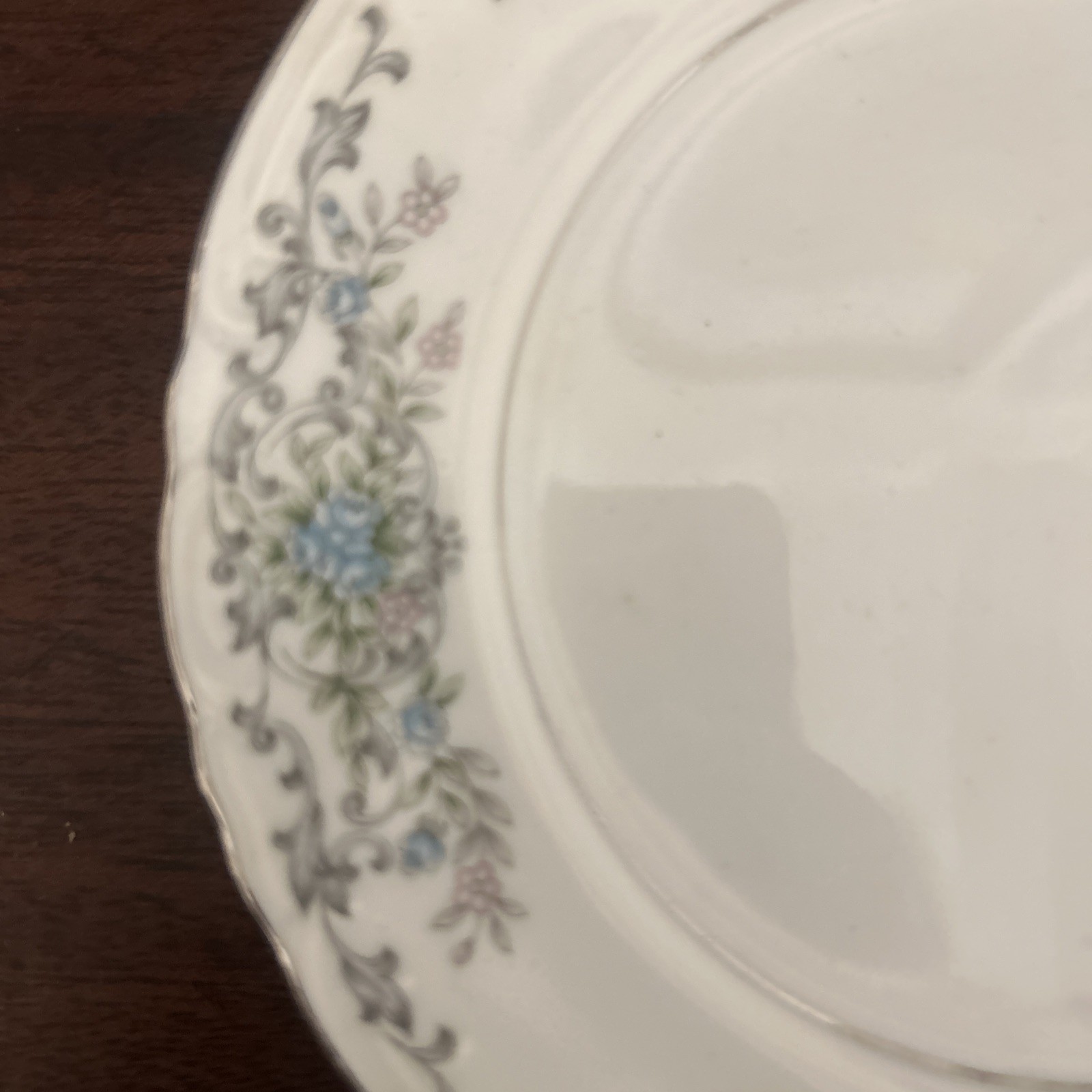 Set Of 2 Norleans Theresa Pattern With Floral Design And Platinum Trim