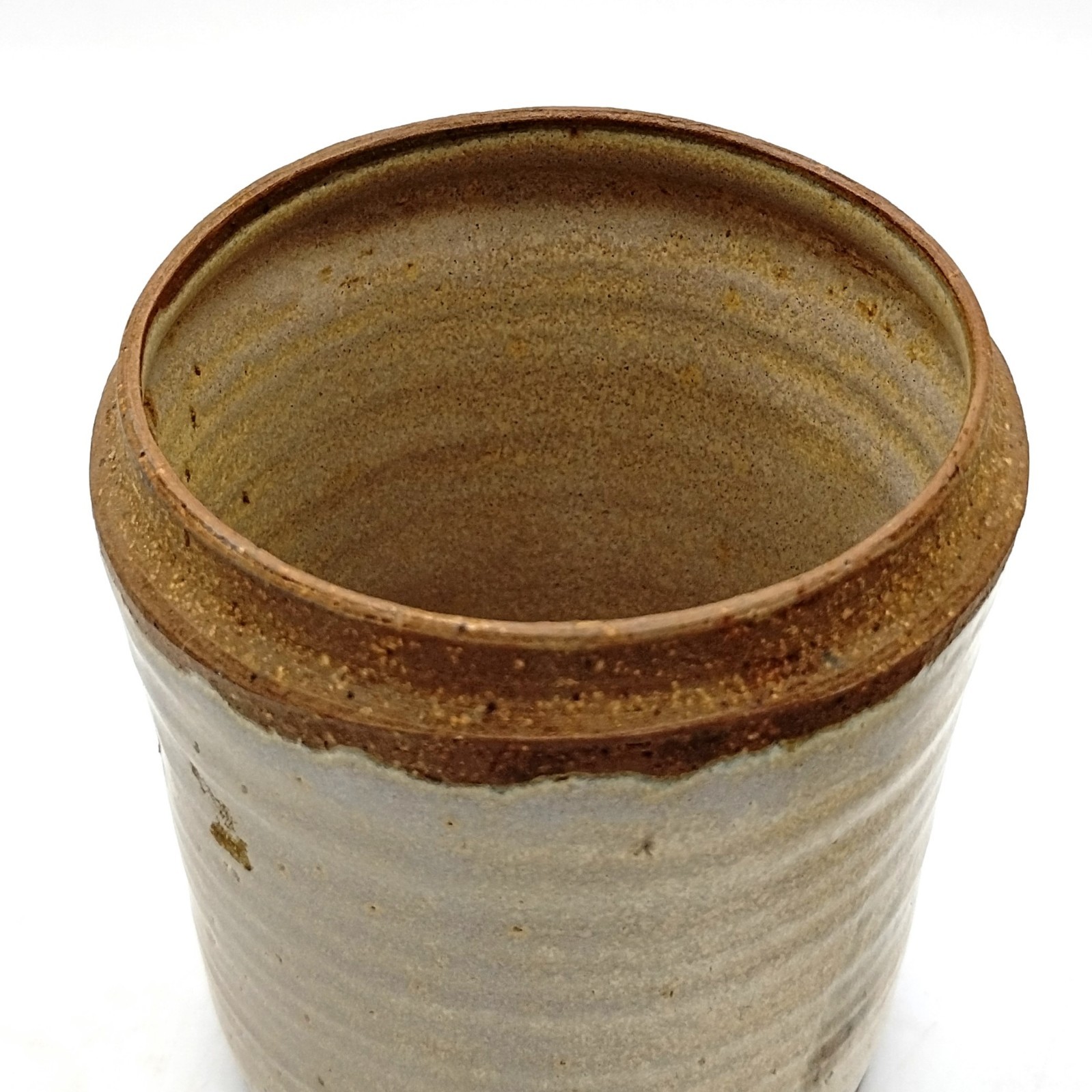 Vintage Studio Pottery Lidded Stoneware Jar Crock Canister Cream 5″ Signed