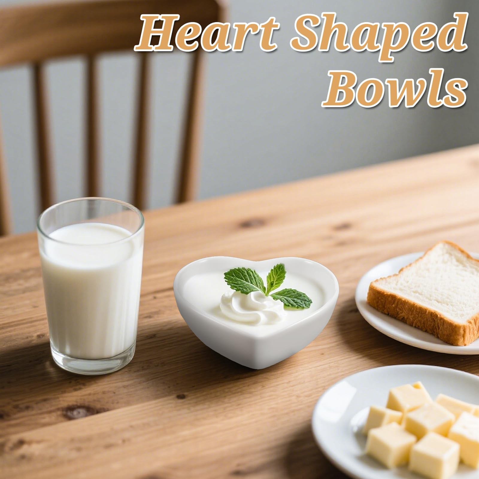 24 Pack Porcelain Sauce Dish, 1.5Oz Soy Sauce Dishes, White Love Heart Shaped…