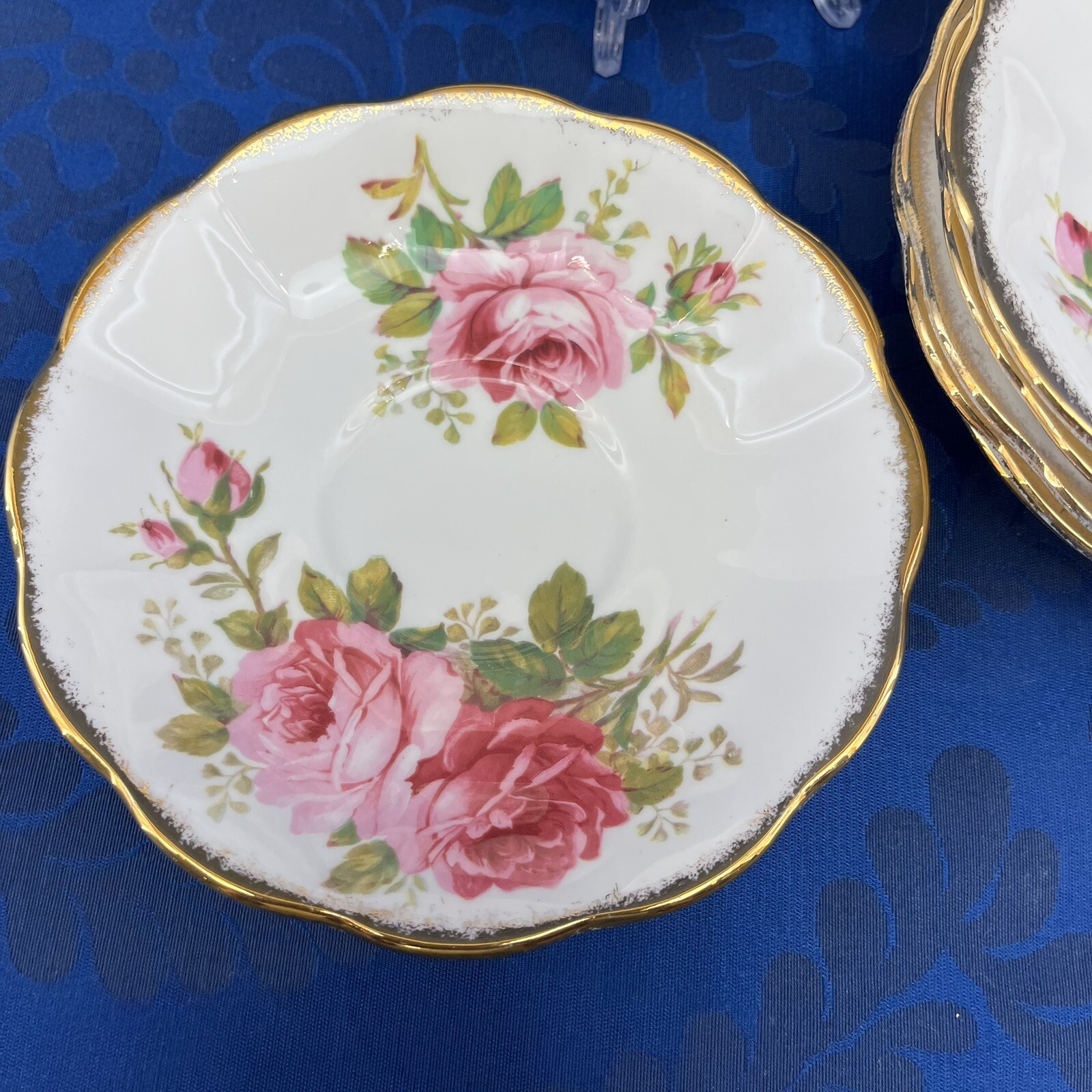 TWO ONLY Royal Albert American Beauty 5.5” Saucers For Teacup Bone China UK