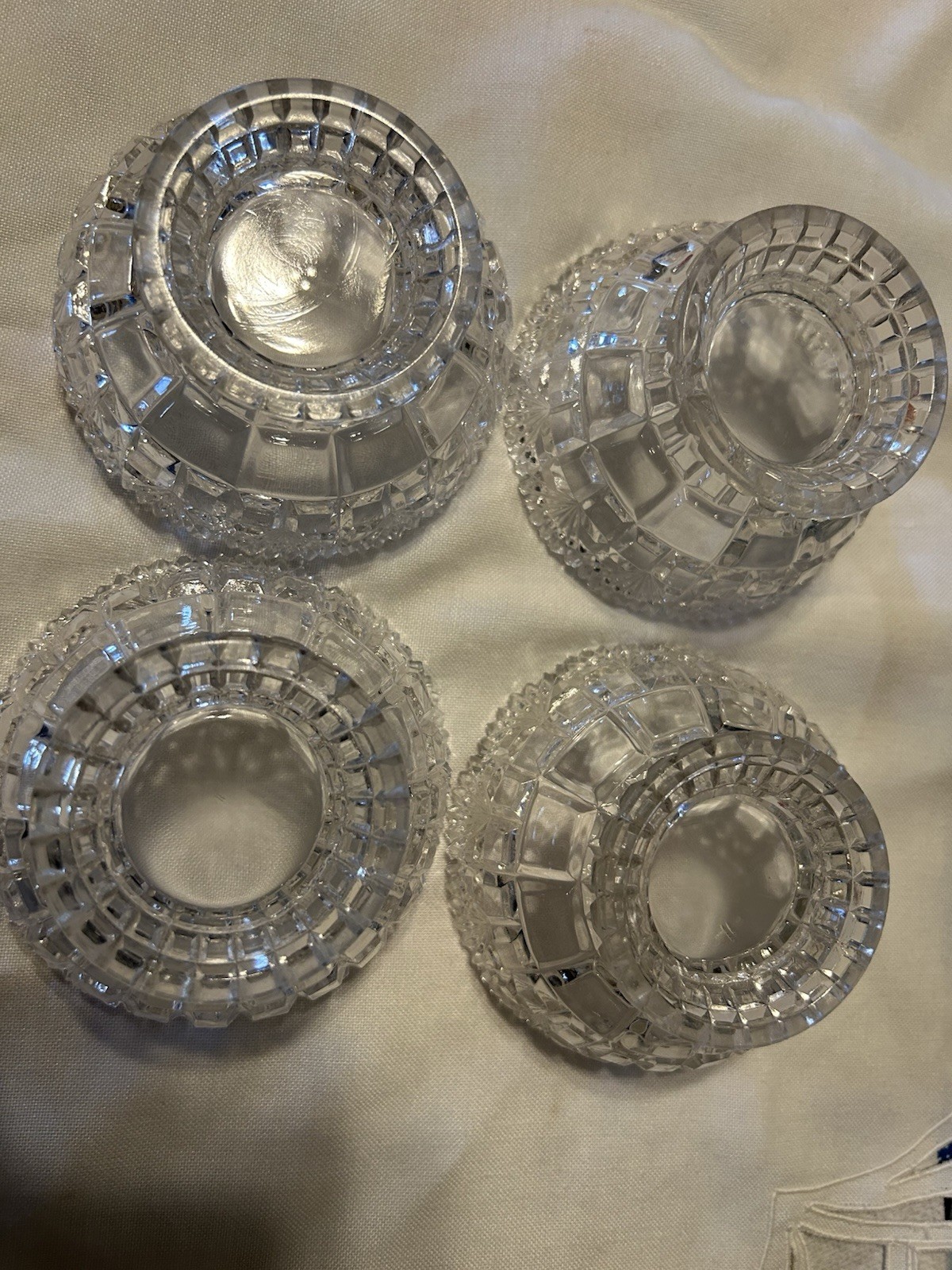 Vintage 4 American Brilliant Round Bowl APB Cut Crystal Glass Dessert