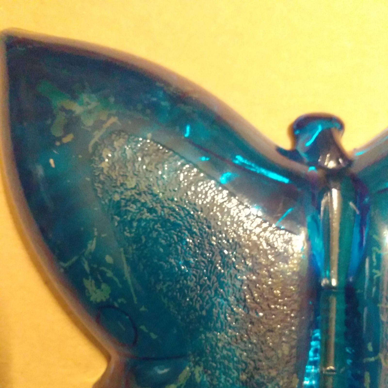 Vintage Glass Butterfly Dish cobalt blue