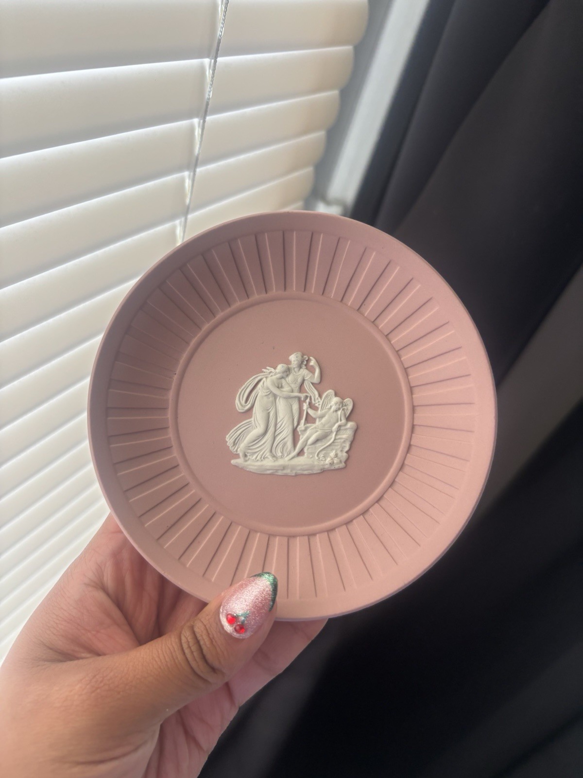 Wedgwood Pink Jasperware Plate, Matte Finish, Made in England, Round