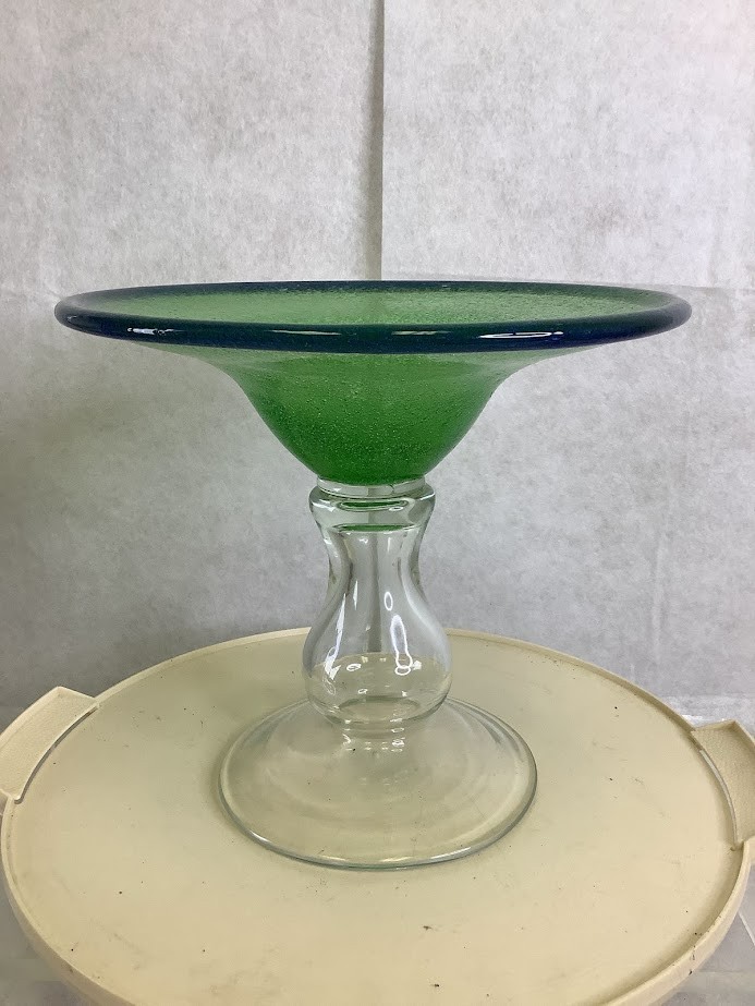 Vintage Benko Glass Pedestal Compote Bowl
