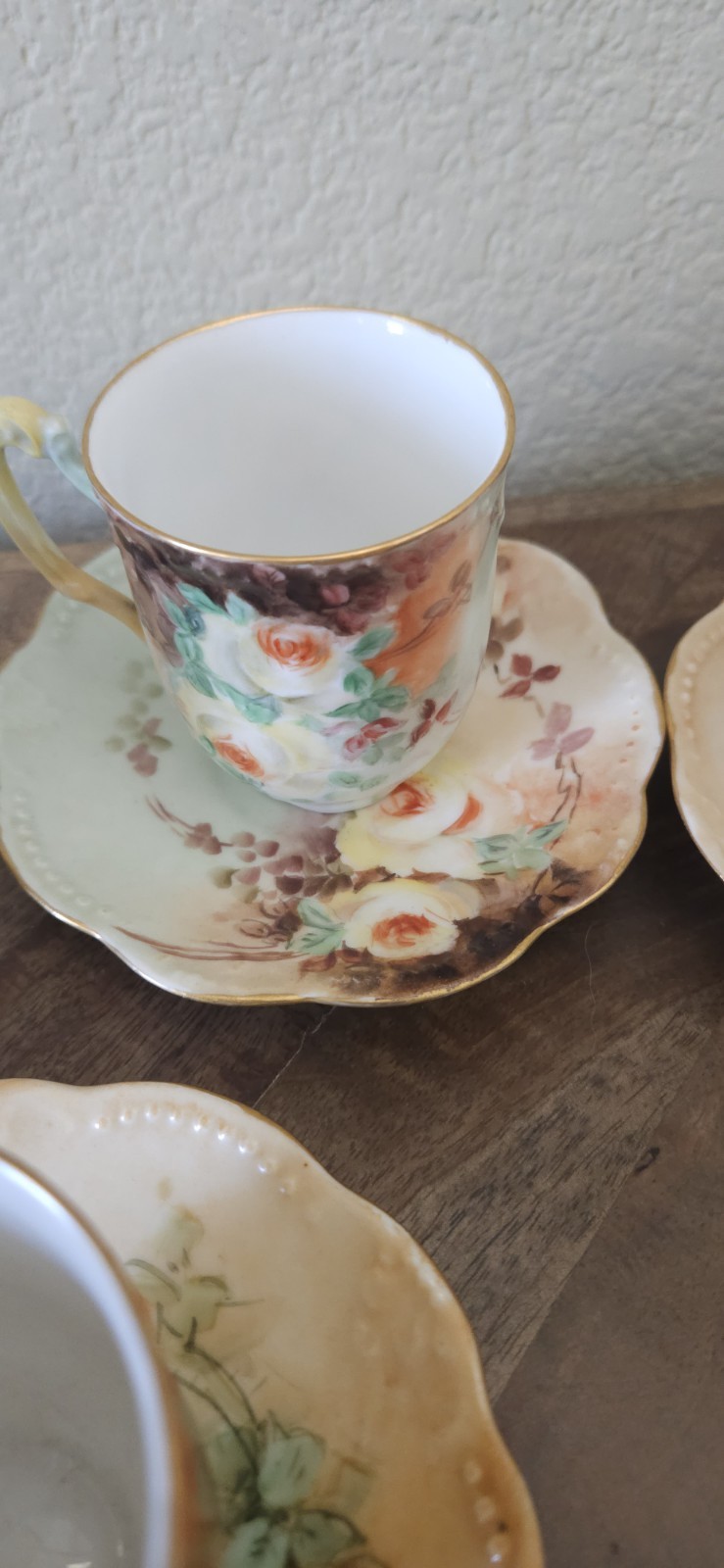 Vintage AKD France Floral Cup & Saucer Set of 5 (10 Pieces)