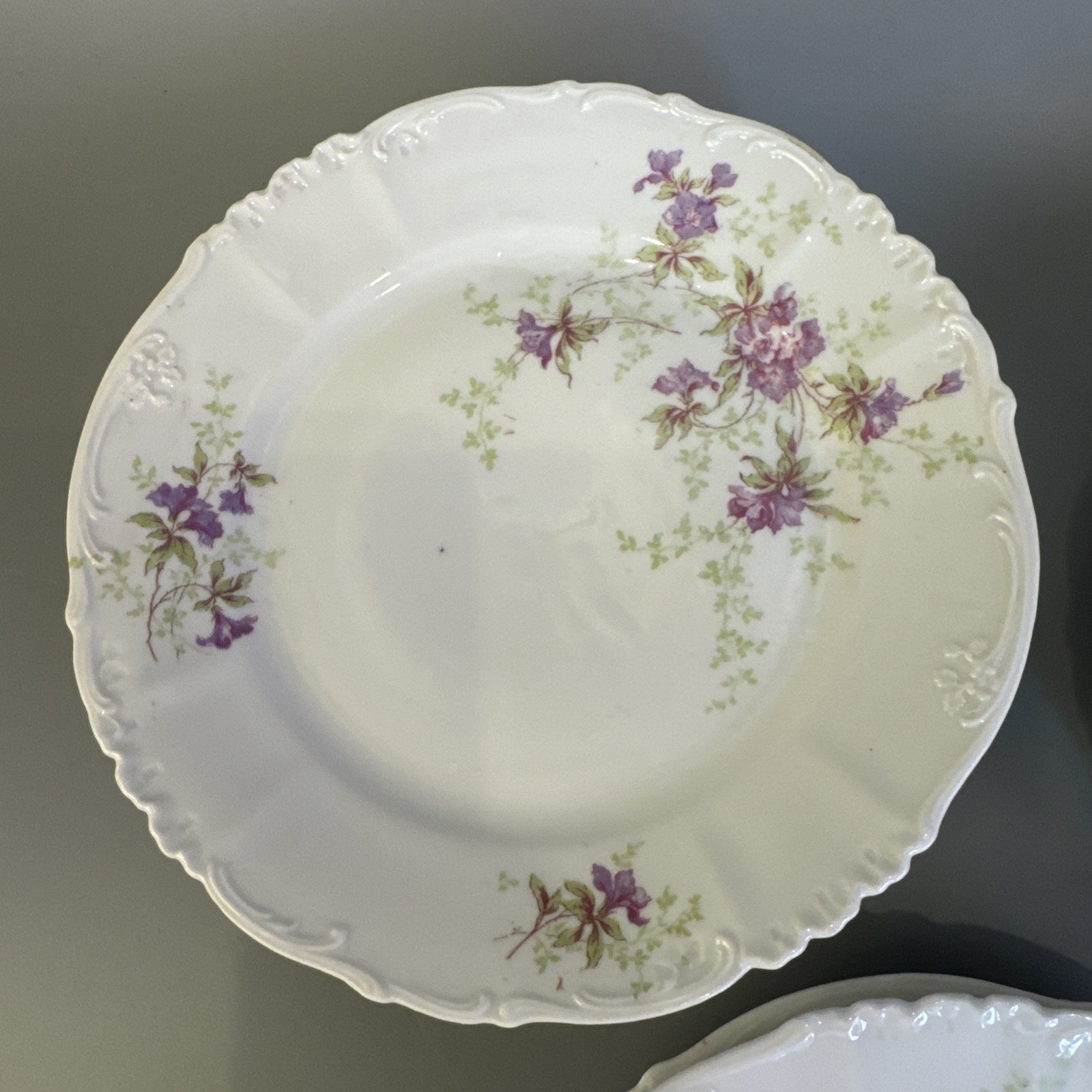 Set of 10 BREAD PLATE Purple Flowers By Habsburg China Austria 7.75 In plates