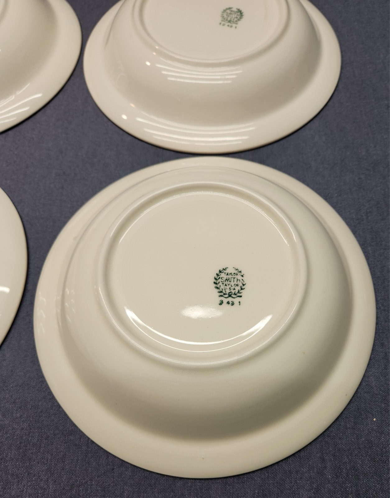 4 Vintage Taylor Smith Taylor SOUP BOWL 7.75″ TS&T 1631 Scroll Rose Floral Gold