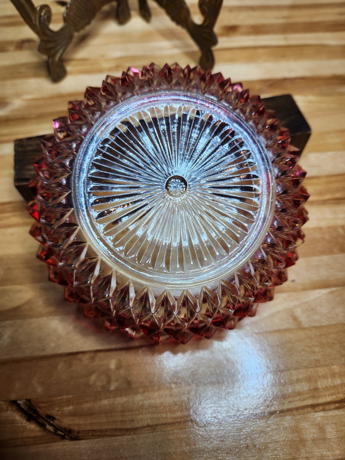 Indiana Glass Co Diamond Point Ruby Red Bowl Candy Dish 5.5″ – Retired 1960s