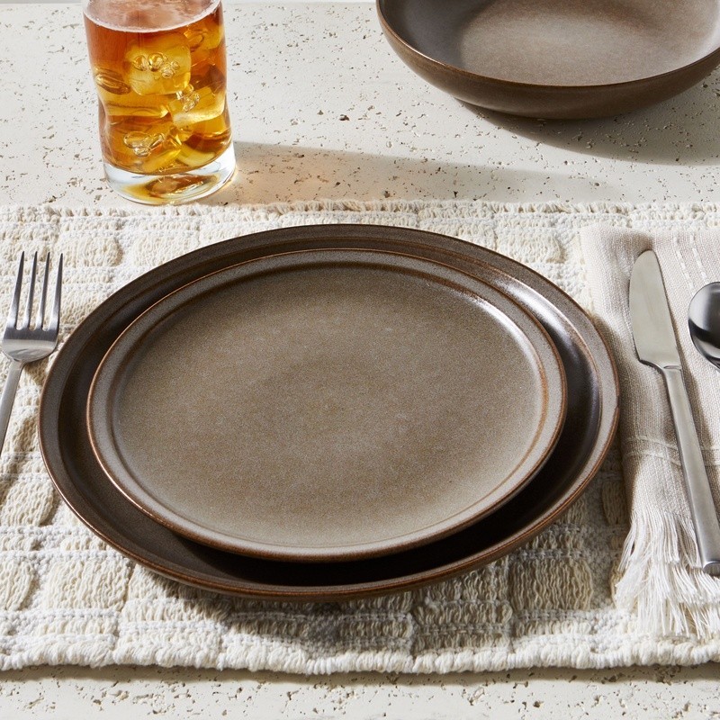 Stoneware Dinner Plate Dishwasher Microwave Safe Round Reactive Glaze 10.25 Inch