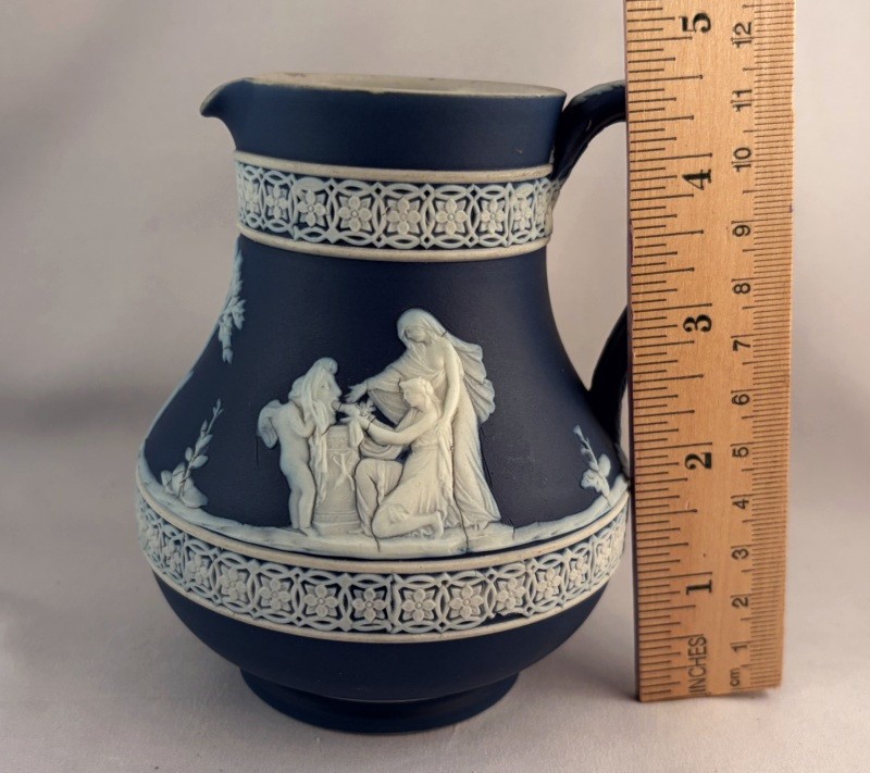 Antique Wedgwood 4.5″ Jasperware Dark Cobalt Blue Dip Creamer Pitcher NeoClassic