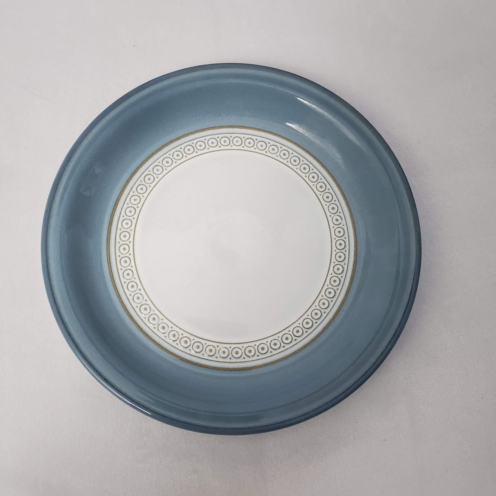 Denby Castile Gray Center Tan Geometric Band Blue Bread & Butter Plate 7 inch