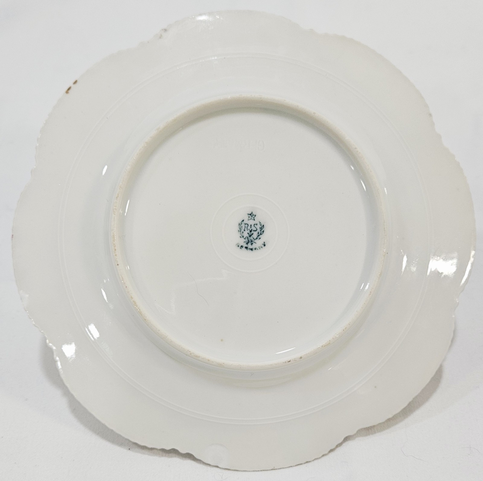 Antique RS Prussia Germany 6 3/8″ Dessert Plate Pink Roses Green & Gold Gilt Rim