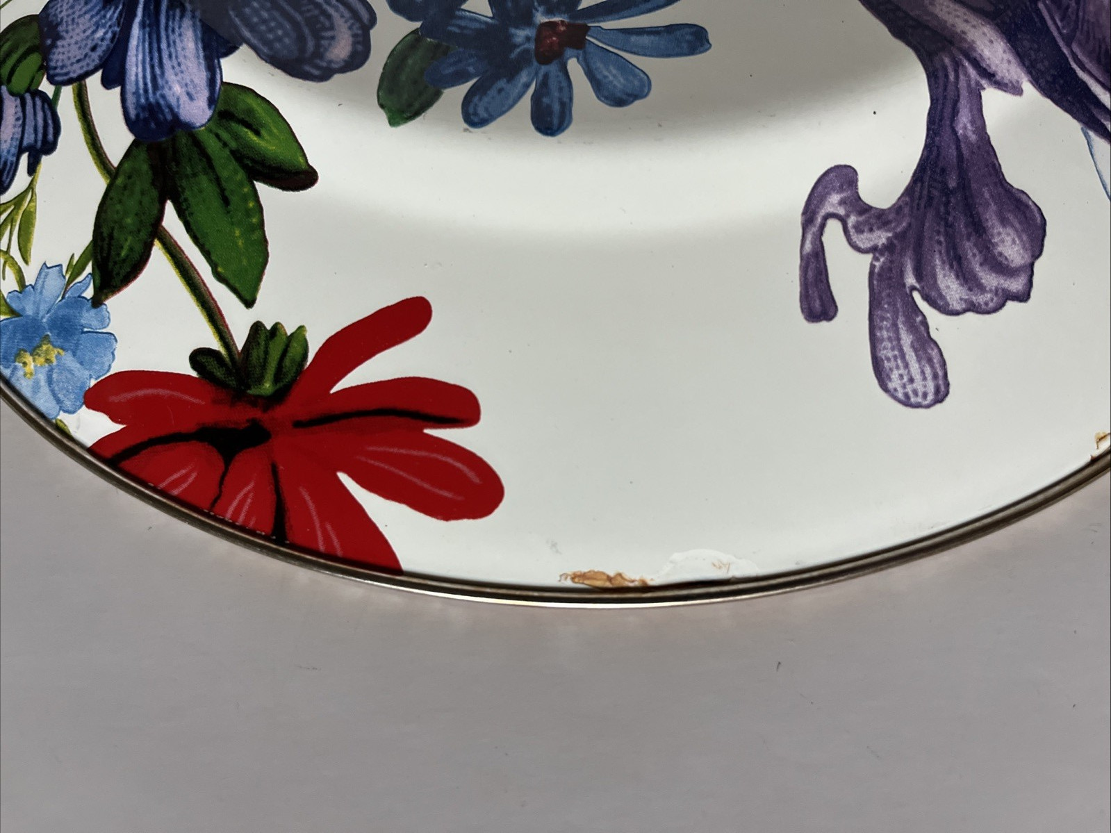 Lot Mackenzie Childs 10.25″ white flower market enamel dinner plates