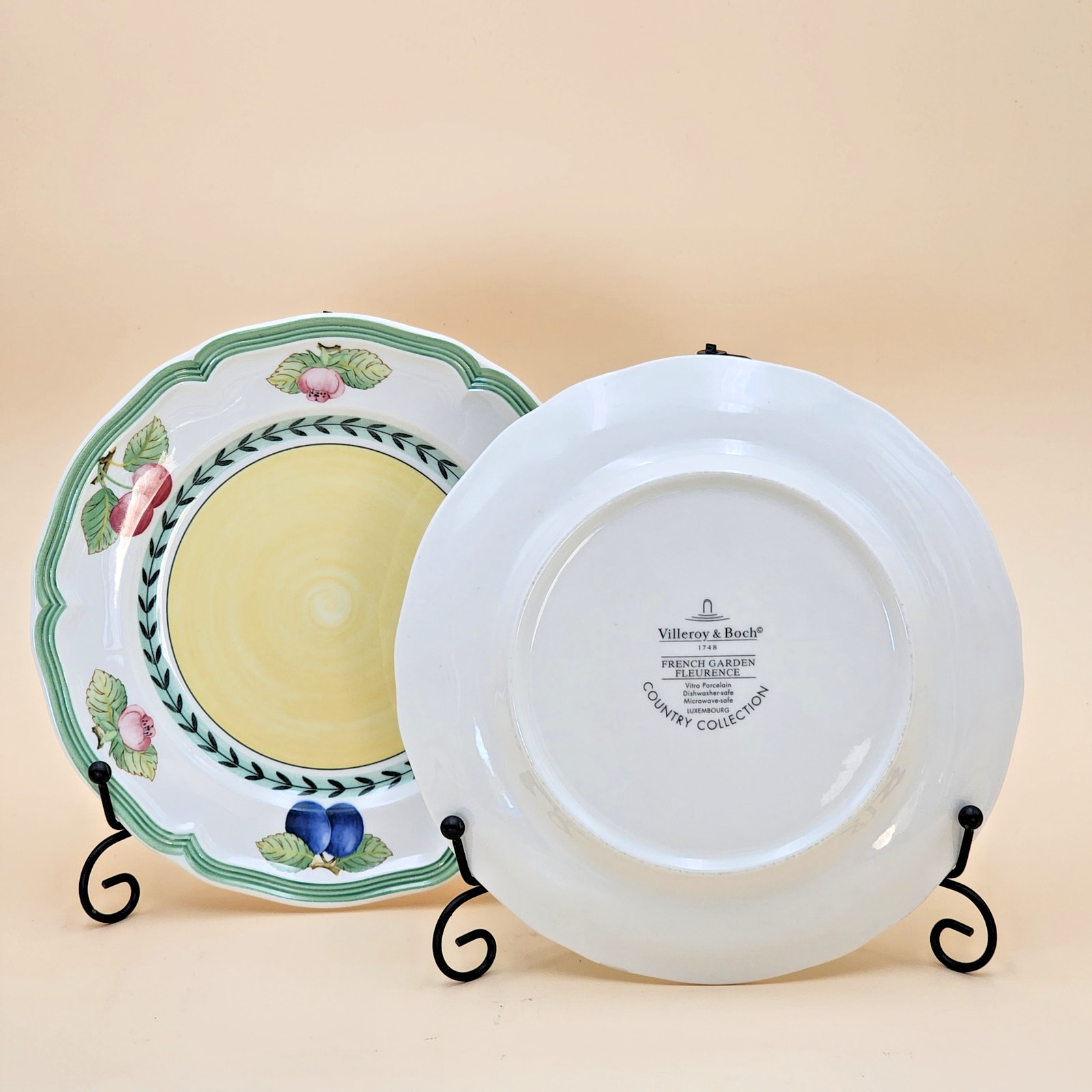 Set 2 Vtg Villeroy & Boch French Garden Fleurence 8″ Bread Butter Salad Plates