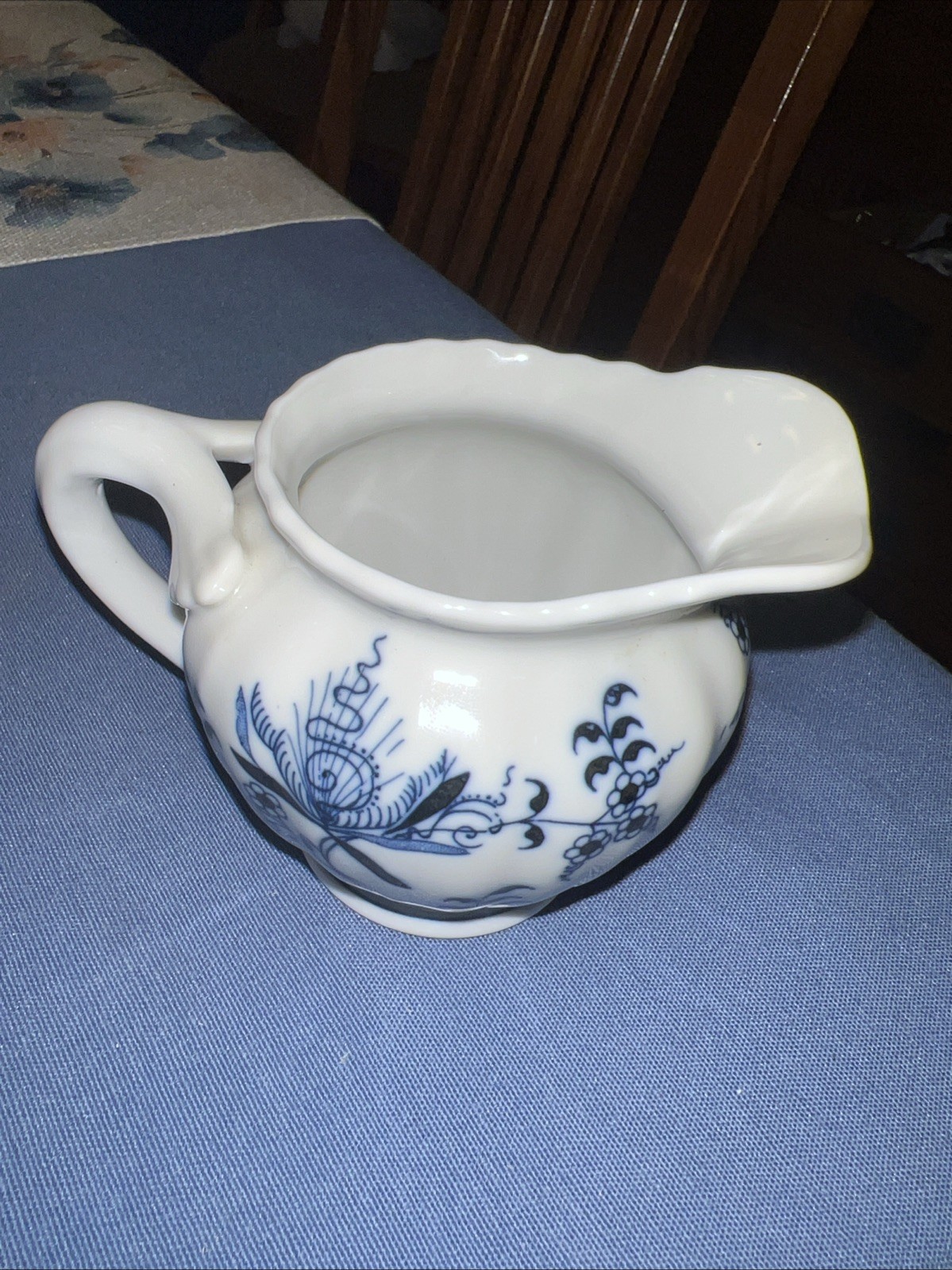 Blue Danube Japan Creamer Blue Onion Floral Porcelain Vintage By Lipper, Banner