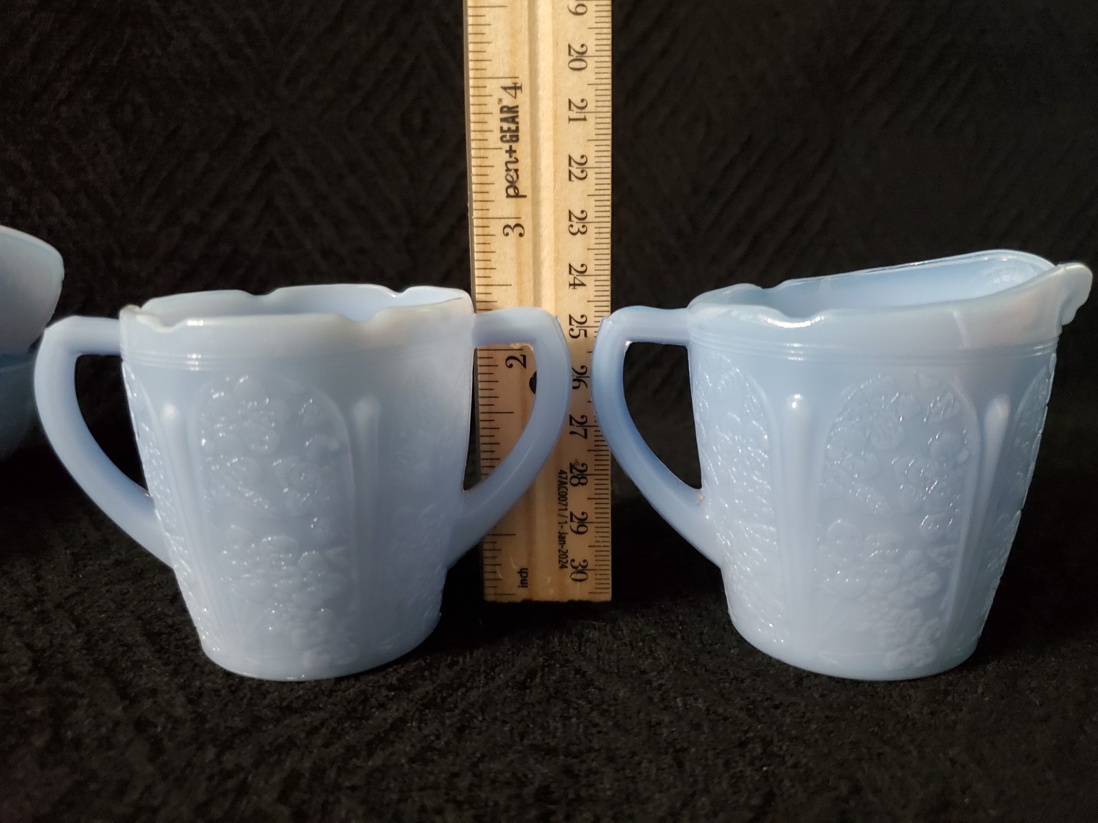 13 Piece Jeannette Delphite Blue Cherry Blossom Depression Glass Child’s Tea Set