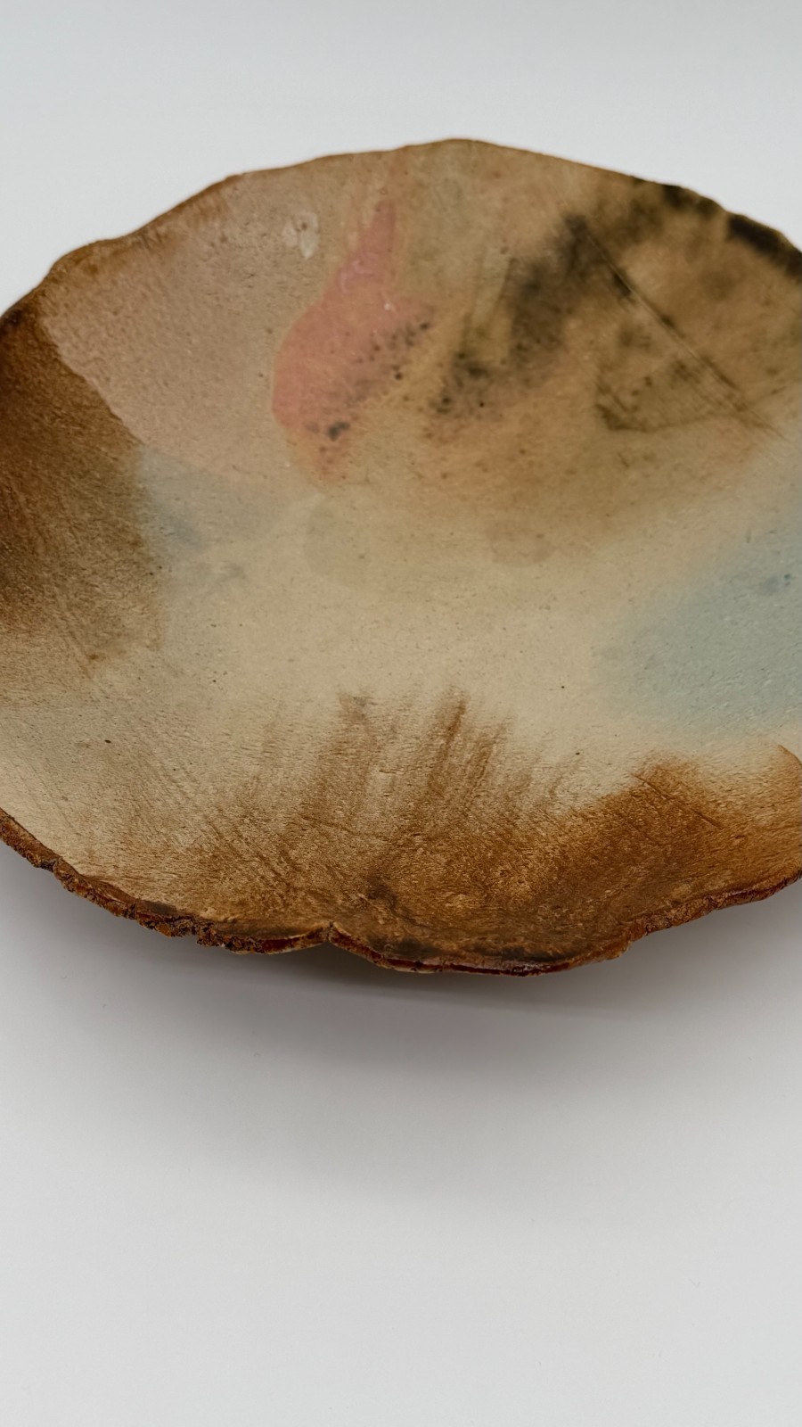 Lise Jonas Denmark Signed Studio Pottery Stoneware Bowl 16” Danish Modern