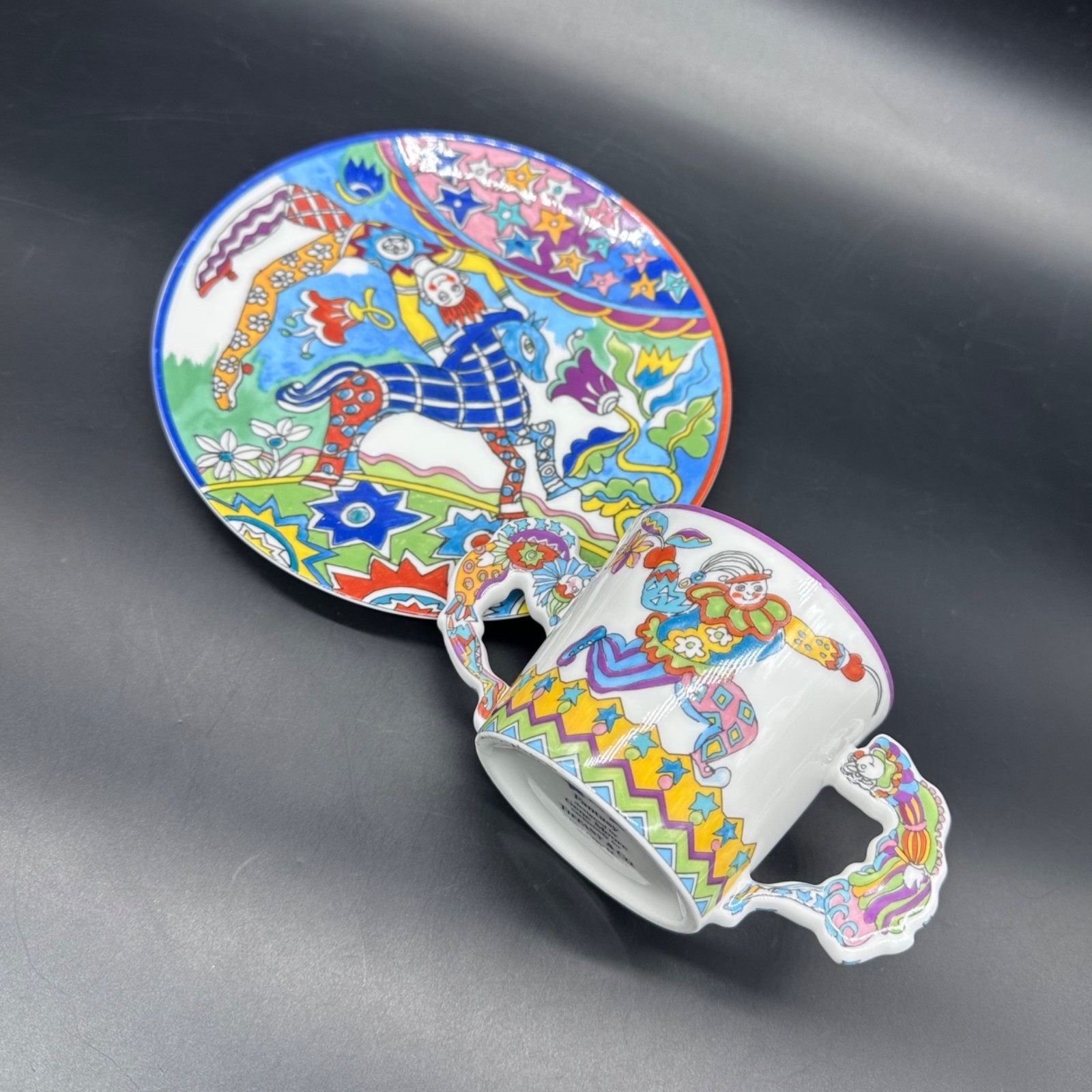 Vintage Tiffany and Co Fantasy Childs Set Cup Plate Gene Moore 1997 Japan Clown