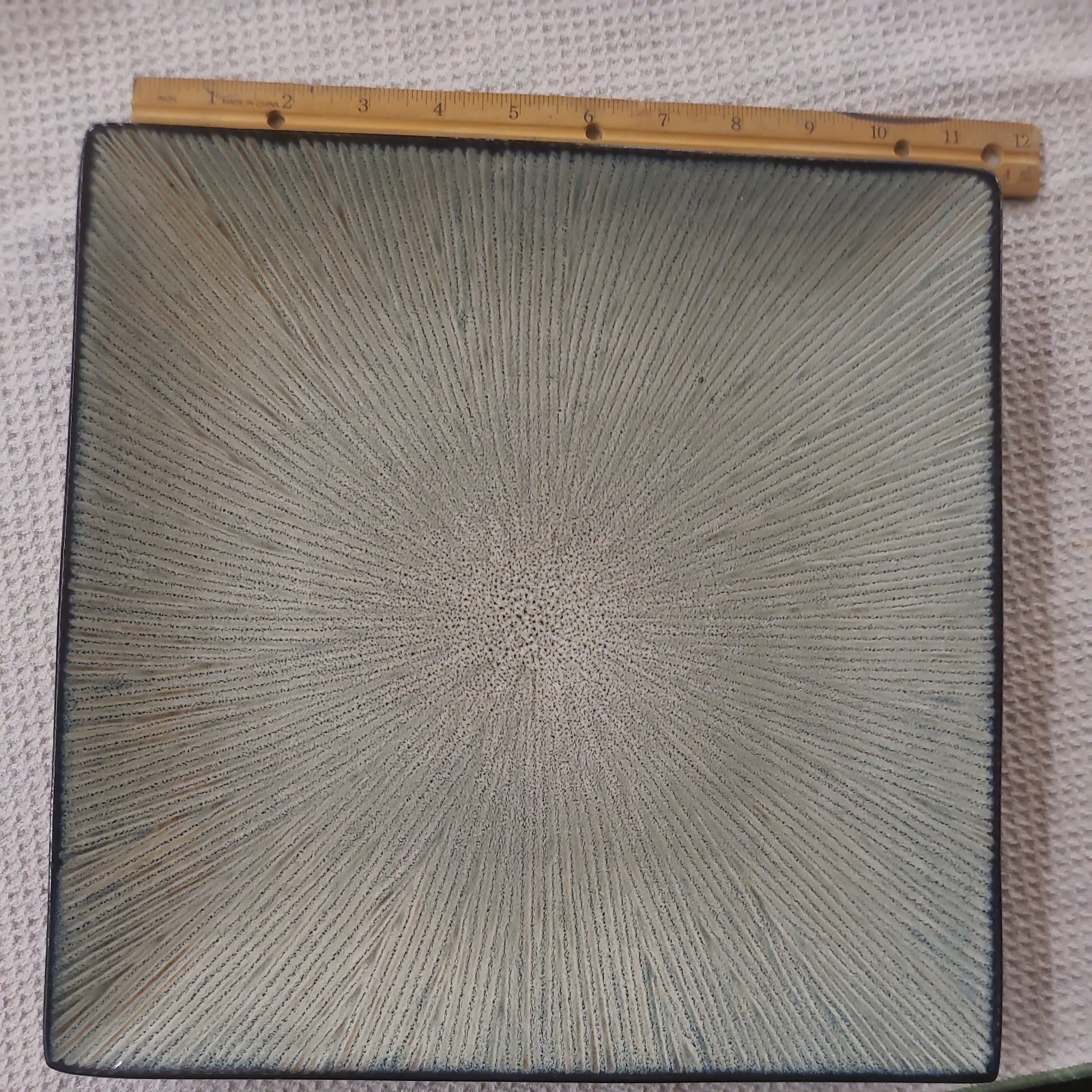 Gibson Gabbay GBB8 Starburst Square Dinner Plate 11.25″ Blue Gray Matte – NEW