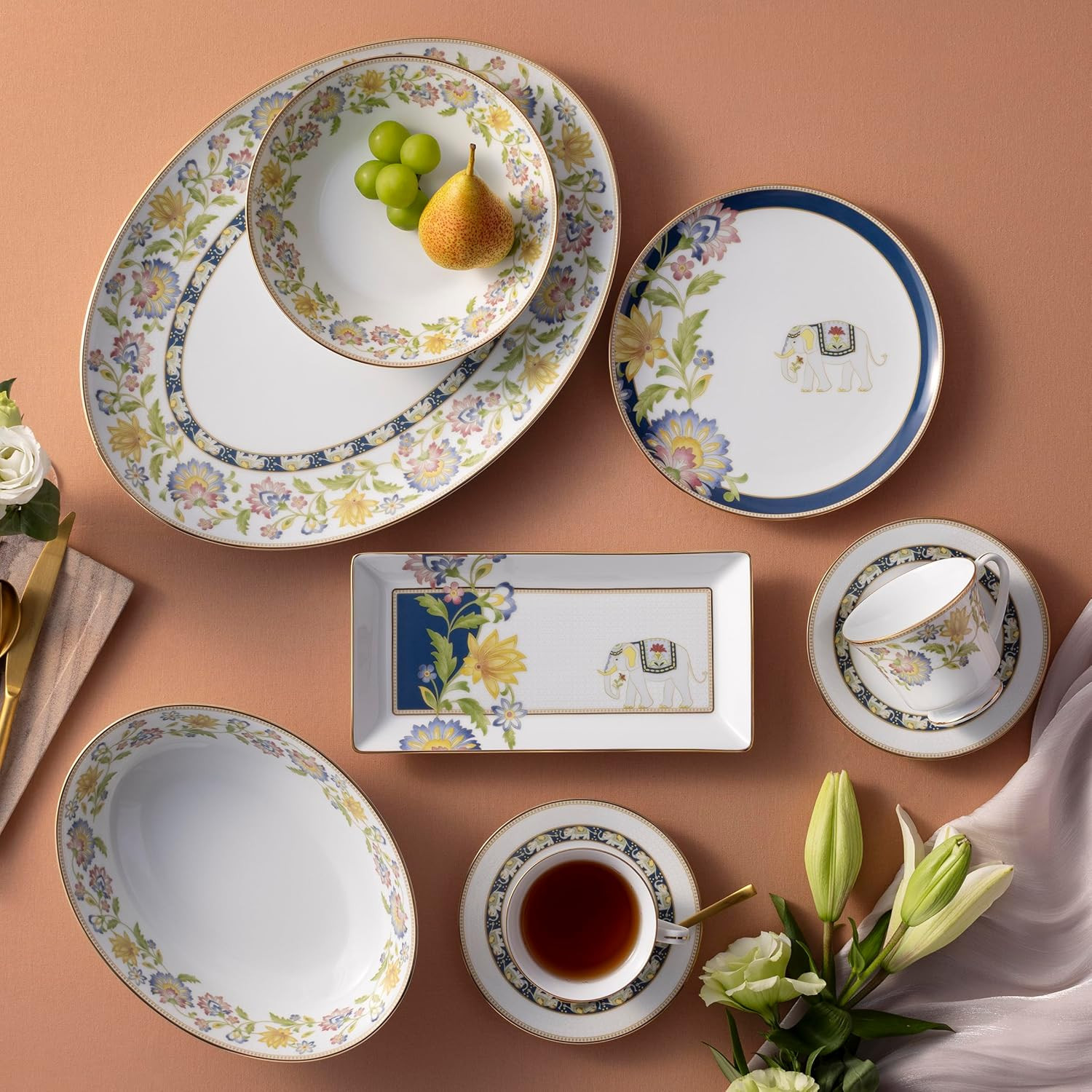 Tusker Garden 5-Piece Dinnerware Set – Elegant Dining for One
