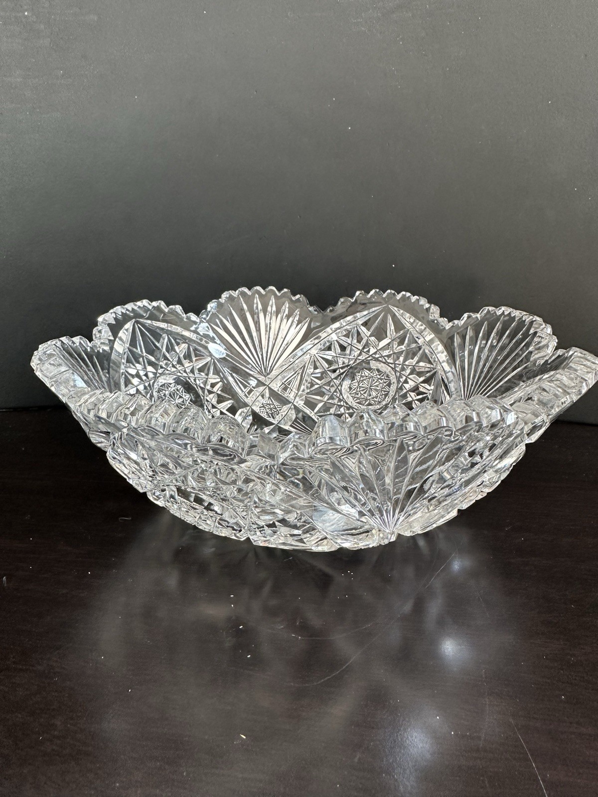 VTG American Brilliant Period (ABP) Cut Lead Crystal Glass w/Sawtooth Rim Bowl