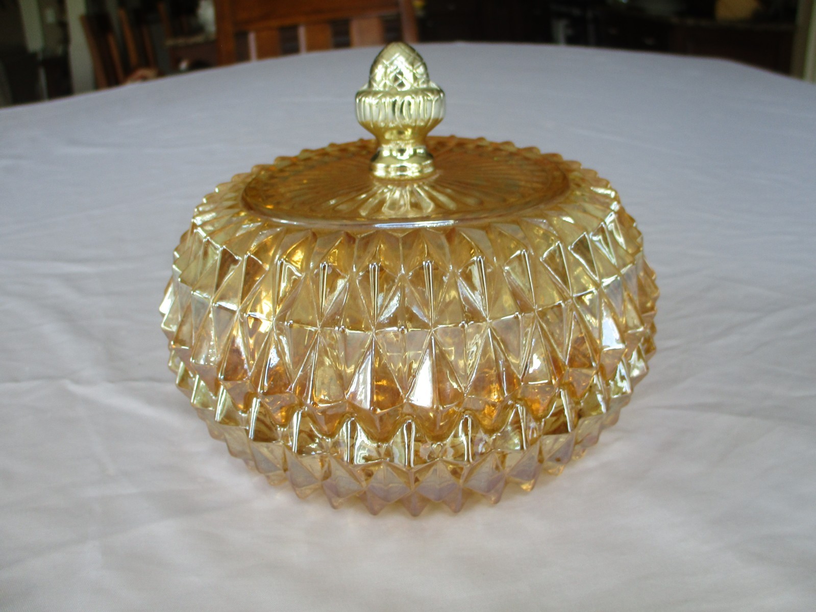 Indiana Glass Amber Pedestal Candy Dish + Covered Candy Dish & Condiment Server