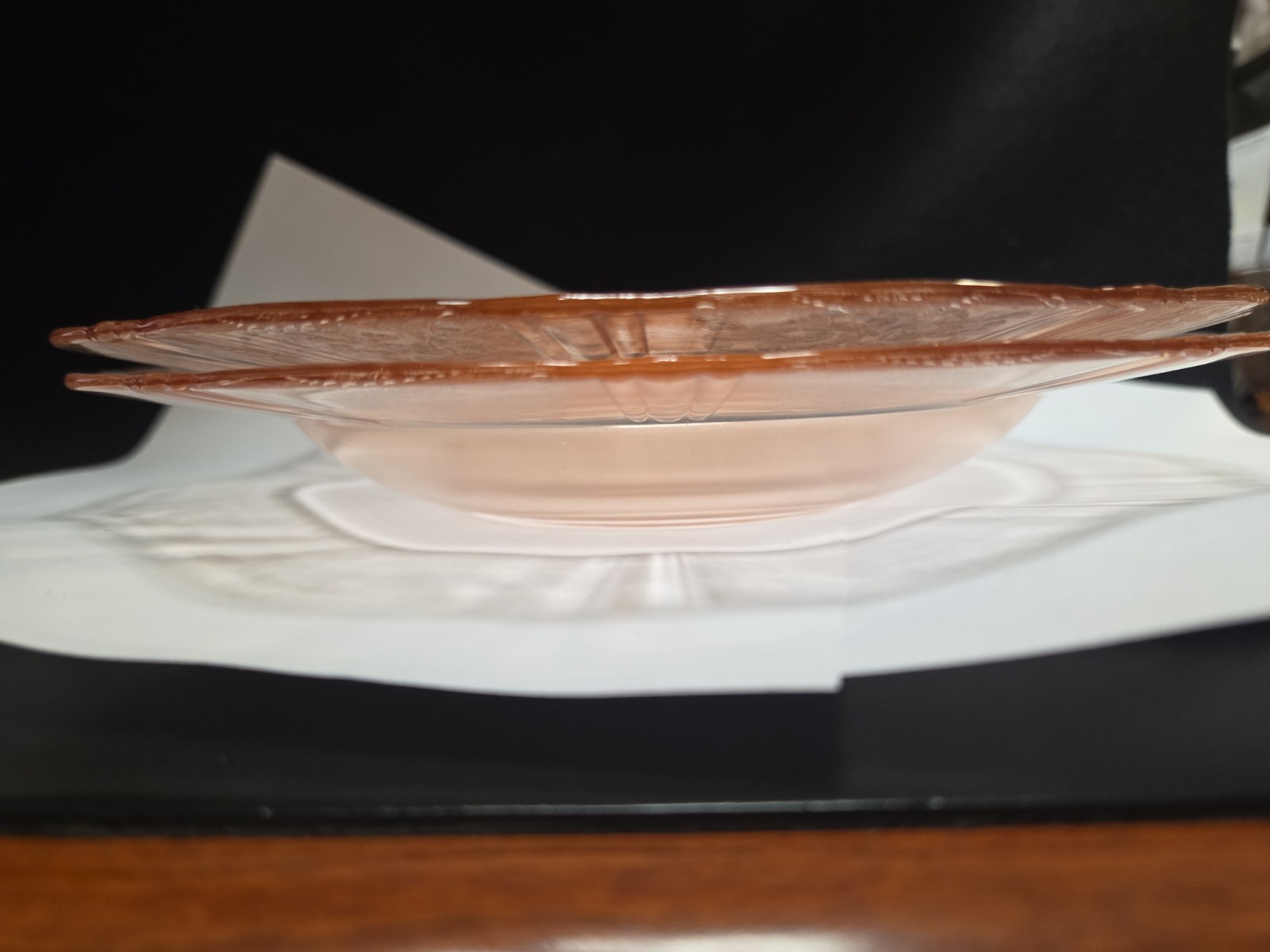 2 MacBeth Evans Pink Depression American Sweetheart Flat Soup Bowls (2)