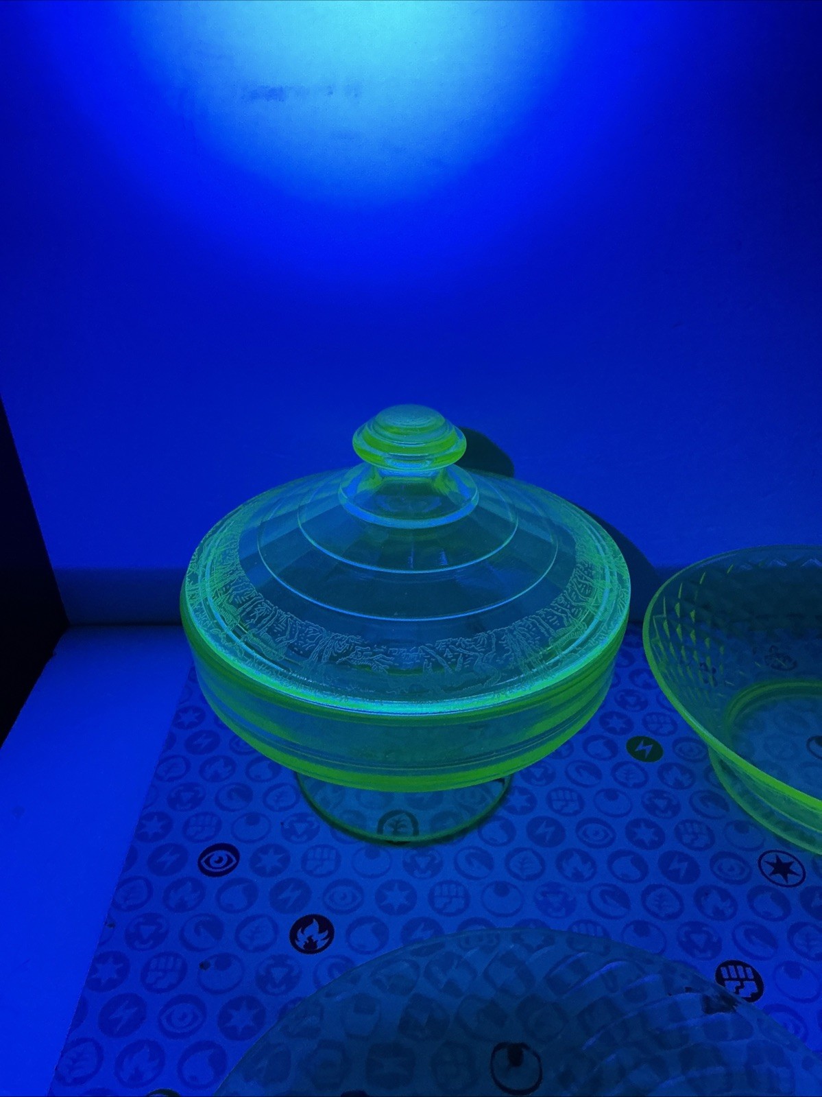 Mixed Lot 7 Piece Vintage Uranium Glass – Candy Bowl – Desert Bowl – More! Look!
