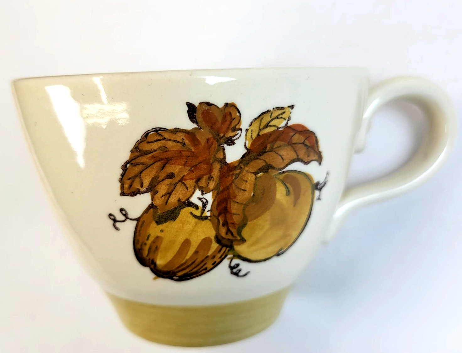 Vintage Metlox Poppytrail Coffee Cup Beige Fruit Motif California Pottery USA