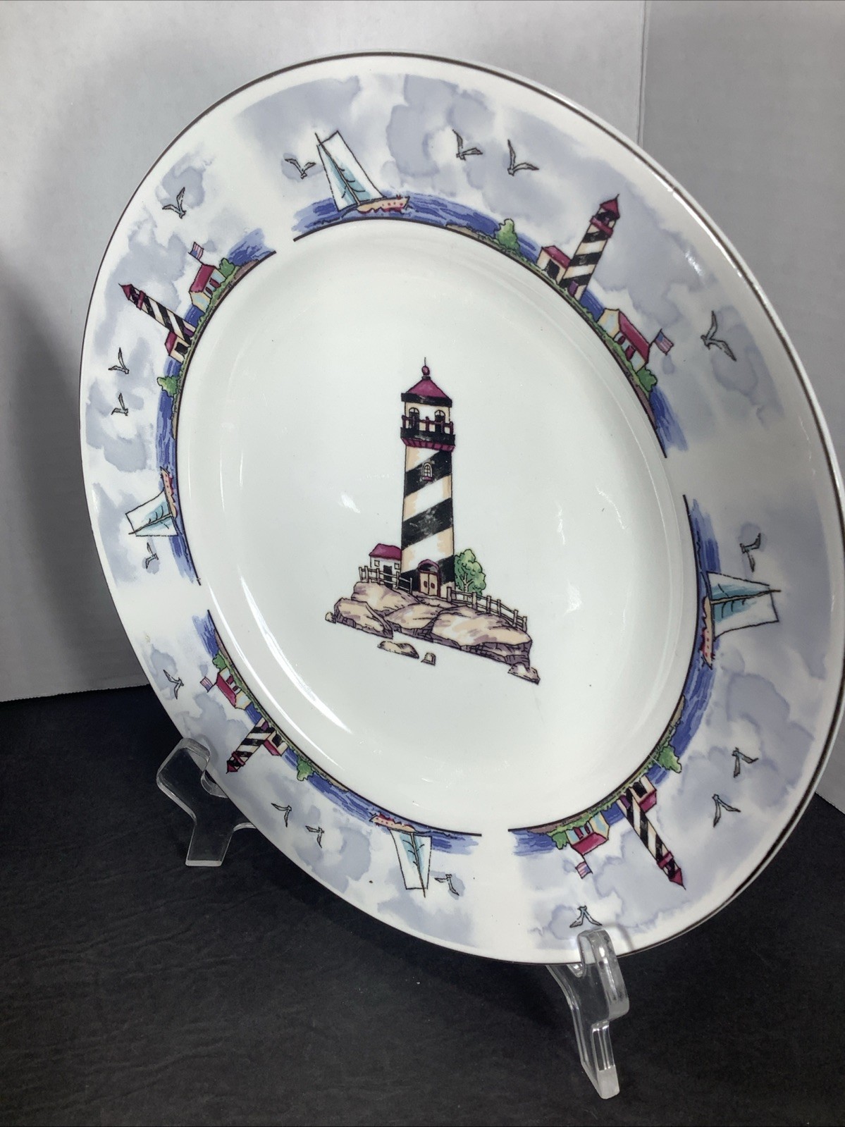 Mixed Set Of 8~Today’s Home Lighthouse Coastal Beach Nautical Plates & Bowls