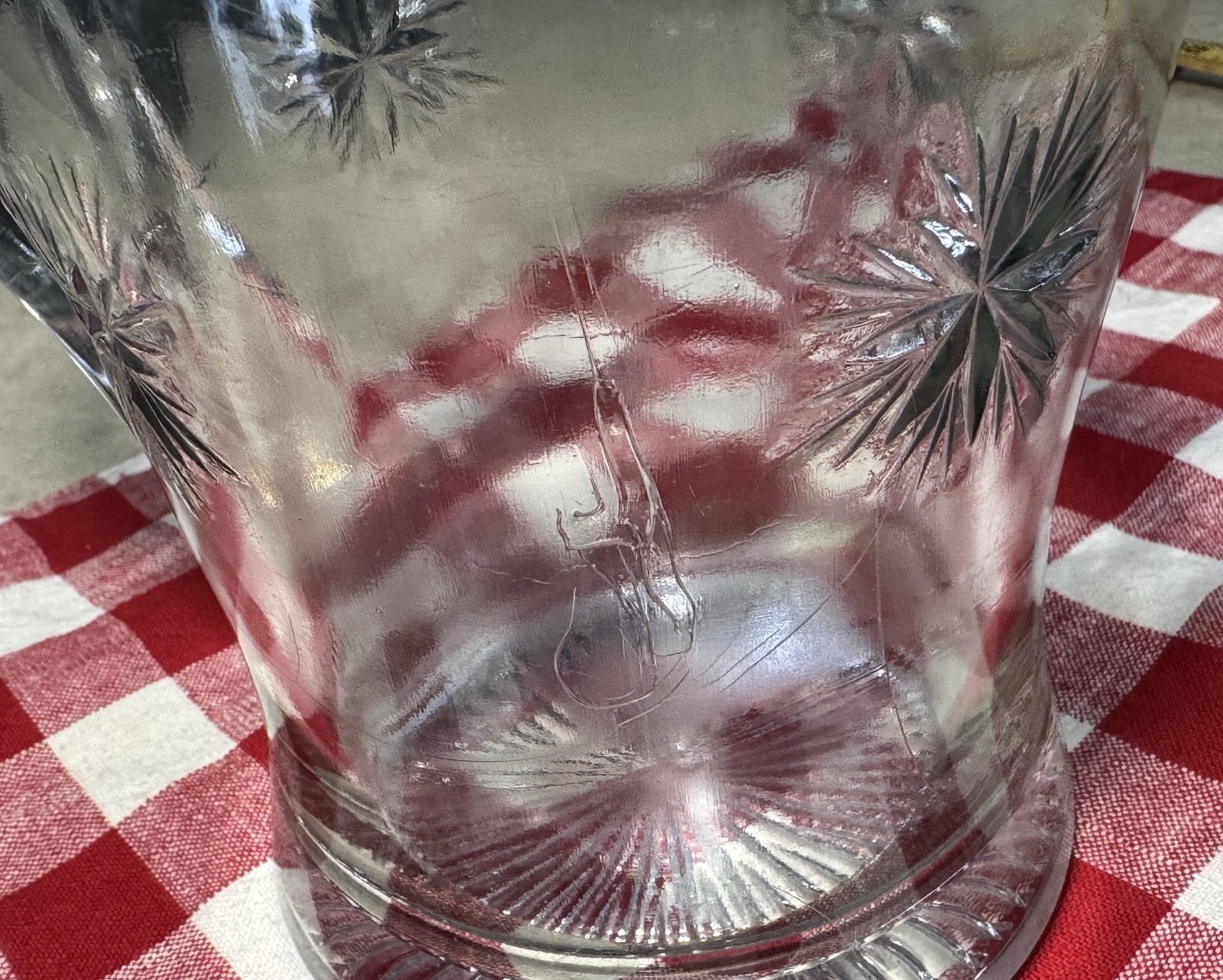 Early American Pattern Glass Pitcher – Bethlehem Star Pattern – Indiana Glass