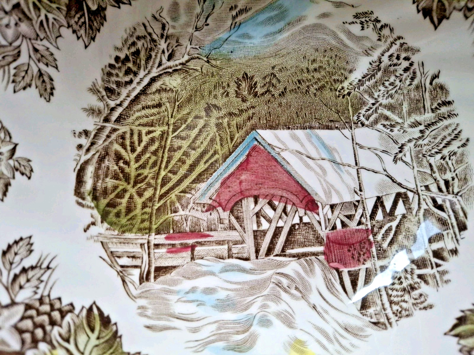 6 Square Salad Soup Bowls The Friendly Villiagage Covered Bridge Johnson Bros