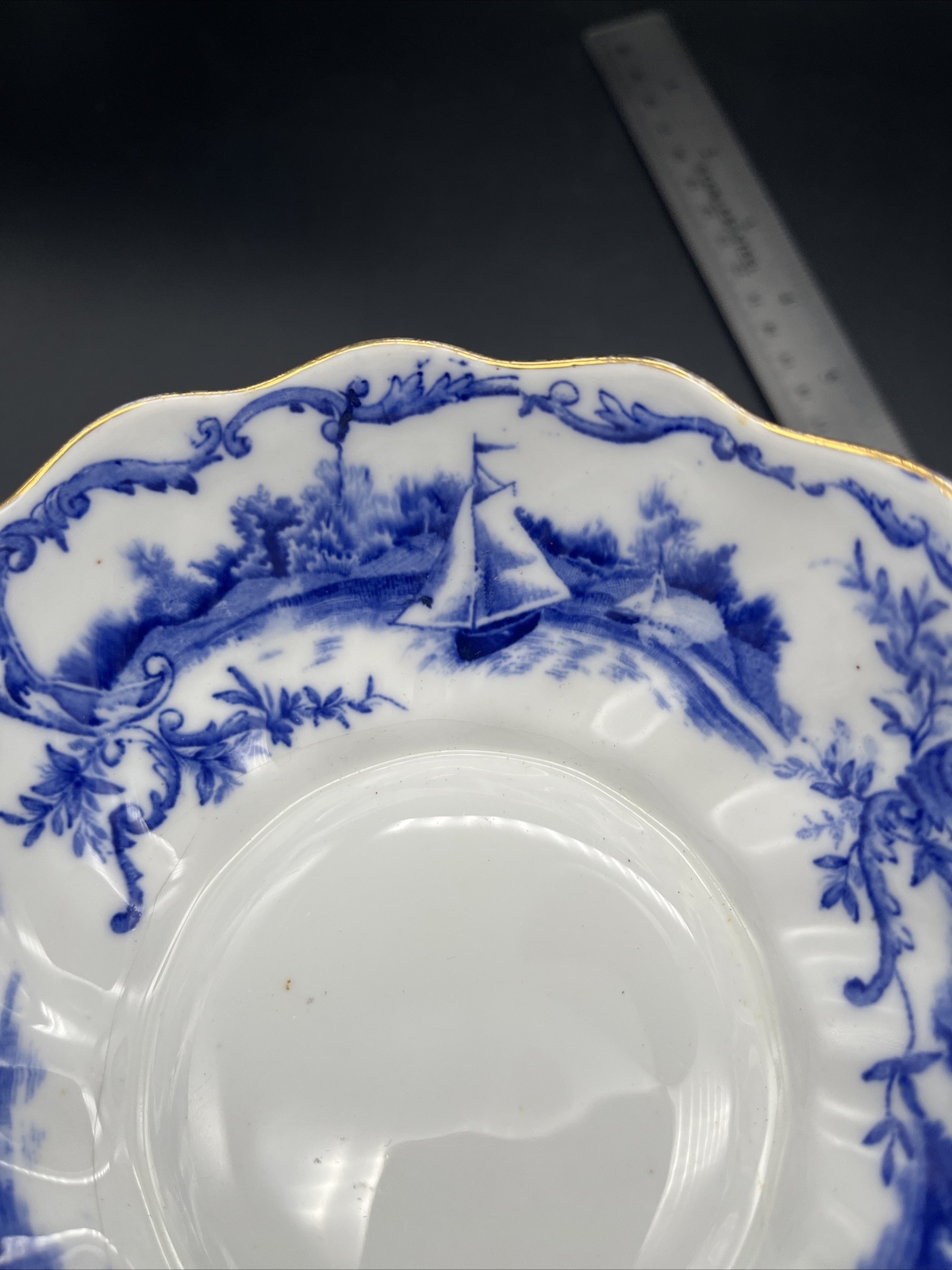 Vtg/antique William Alsger Adderley & Co. Delph Fine Bone China Bowl Blue READ