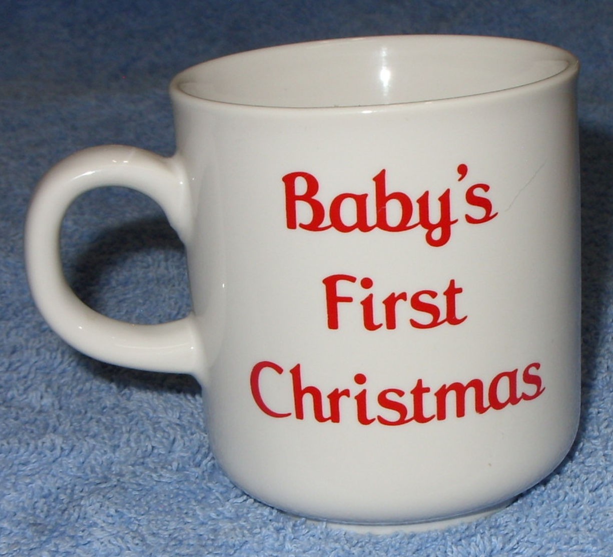 RUSS BERRIE & CO. BABY’S FIRST CHRISTMAS, CERAMIC CUP, NO. 8009, ca 1980’s