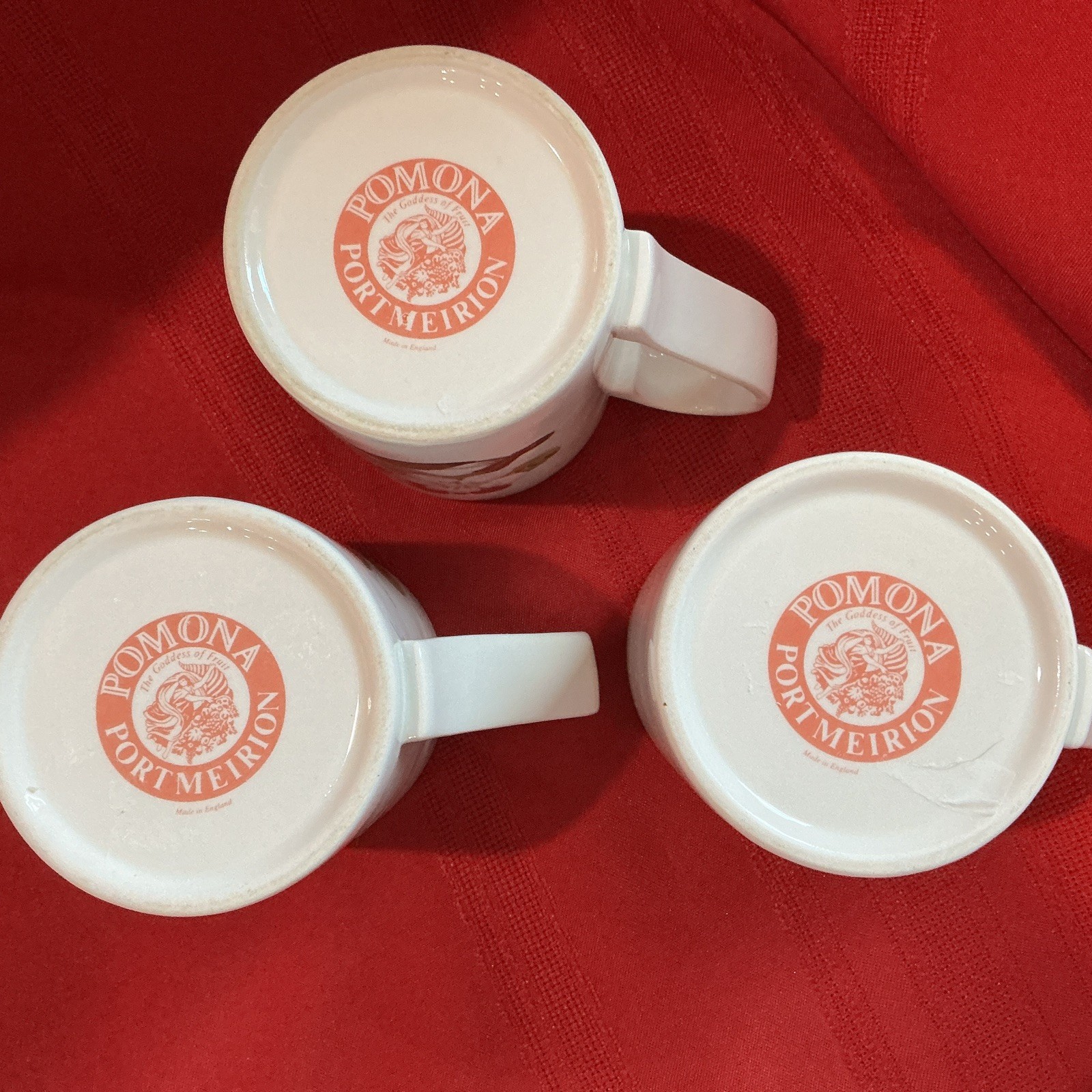Portmeirion Pomona Straight Side Mugs (3) Orange Stamp